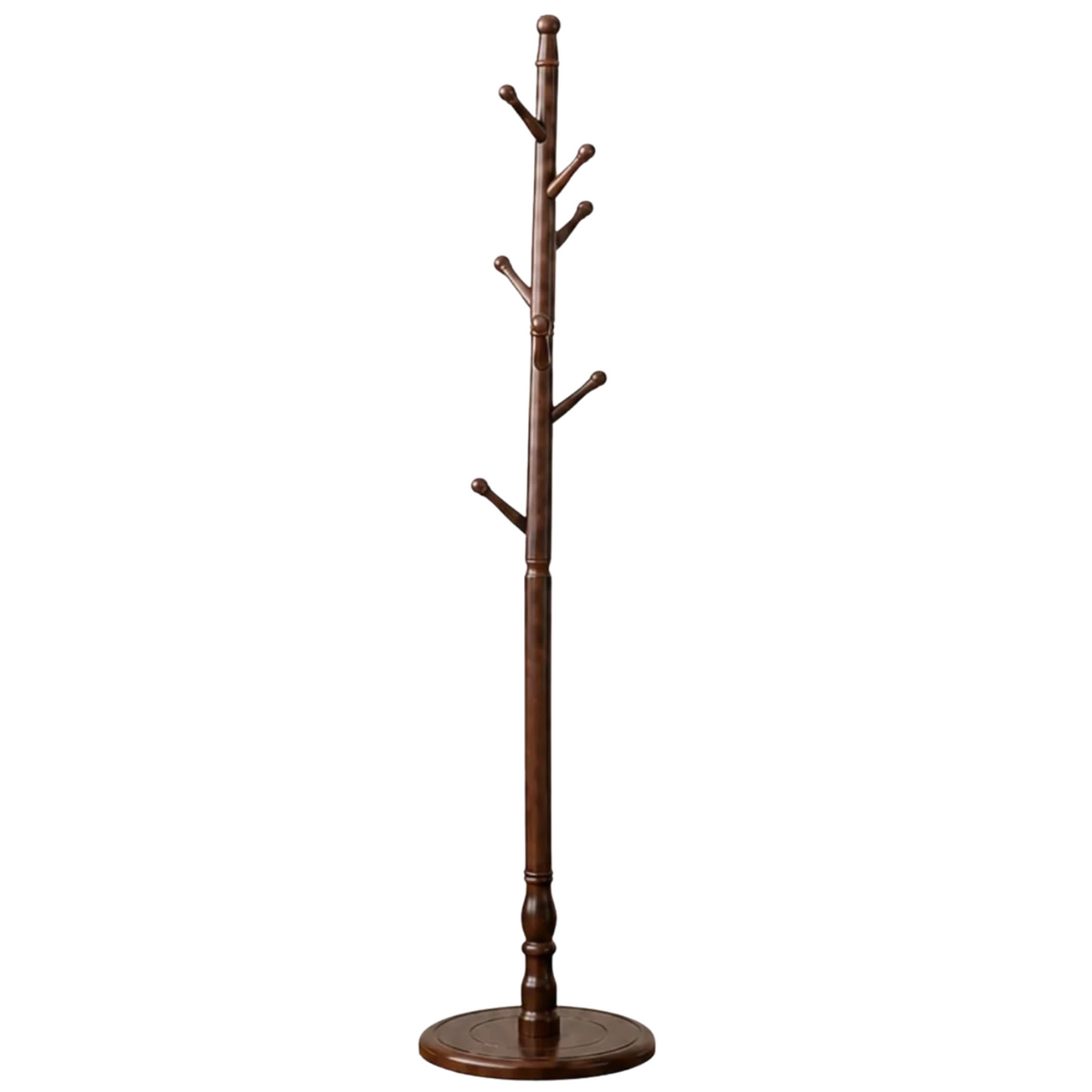 Solid Rubberwood Coat Rack Stand with 8 Hooks
