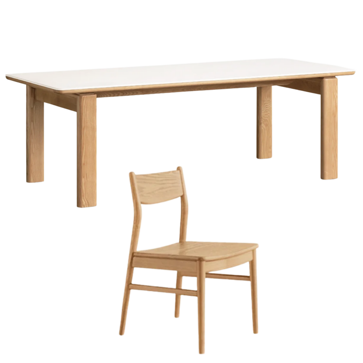 White Ash, Oak Solid Wood Restaurant Slab Dining Table