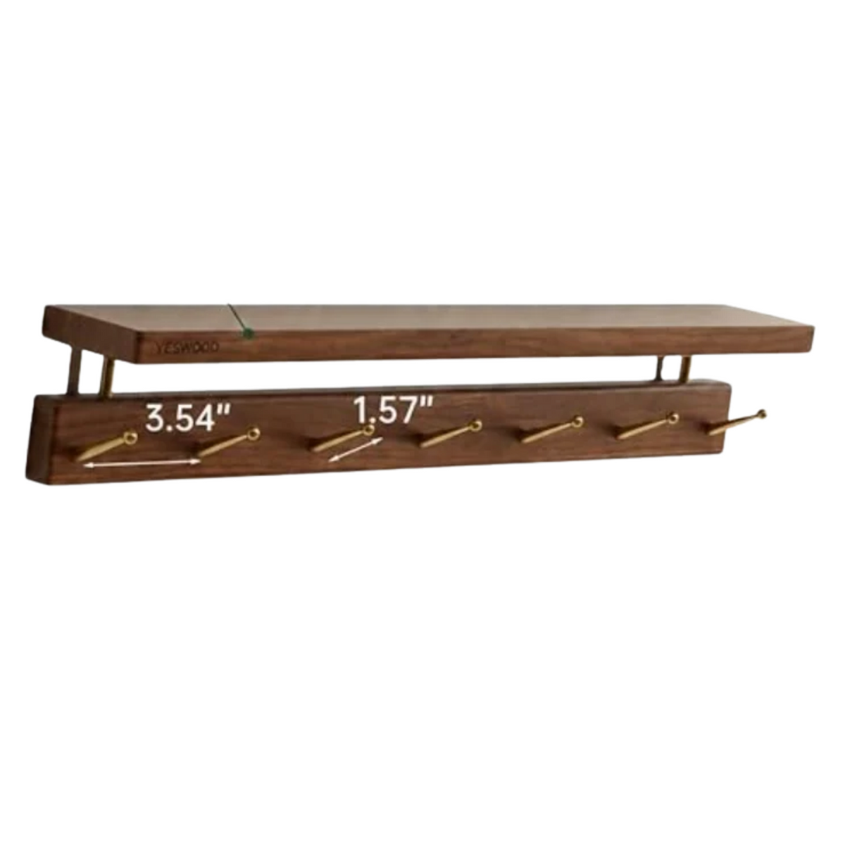 Beech Solid Wood Wall Mounted Coat Rack with Shelf