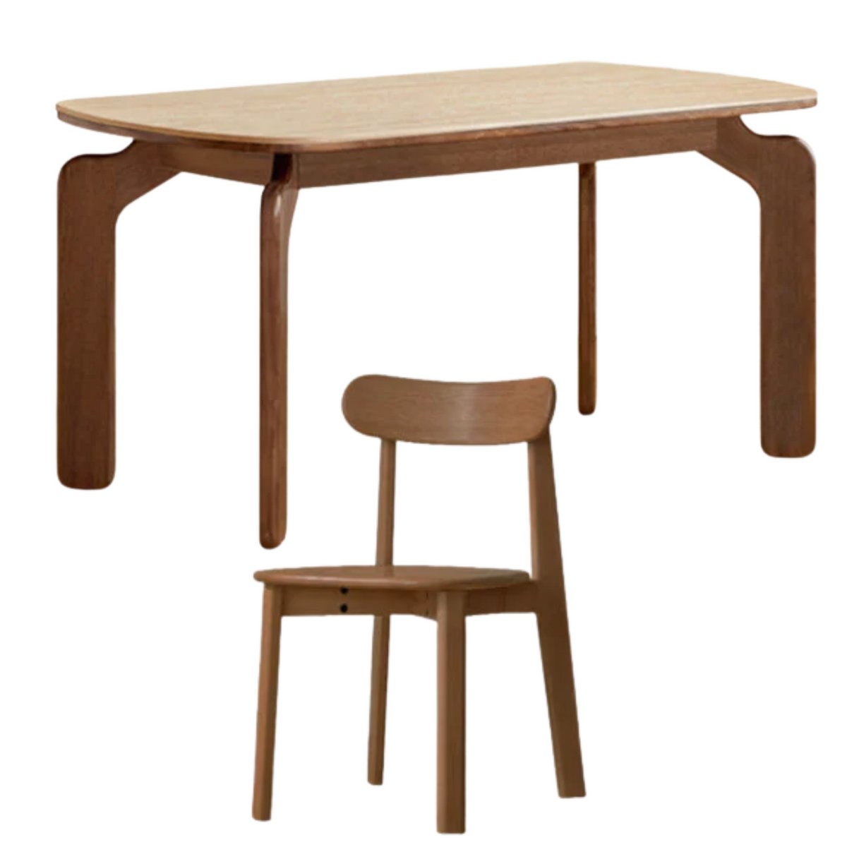 Sandalwood, Rubberwood Solid Wood Rock Board Retro Antique Style Dining Table