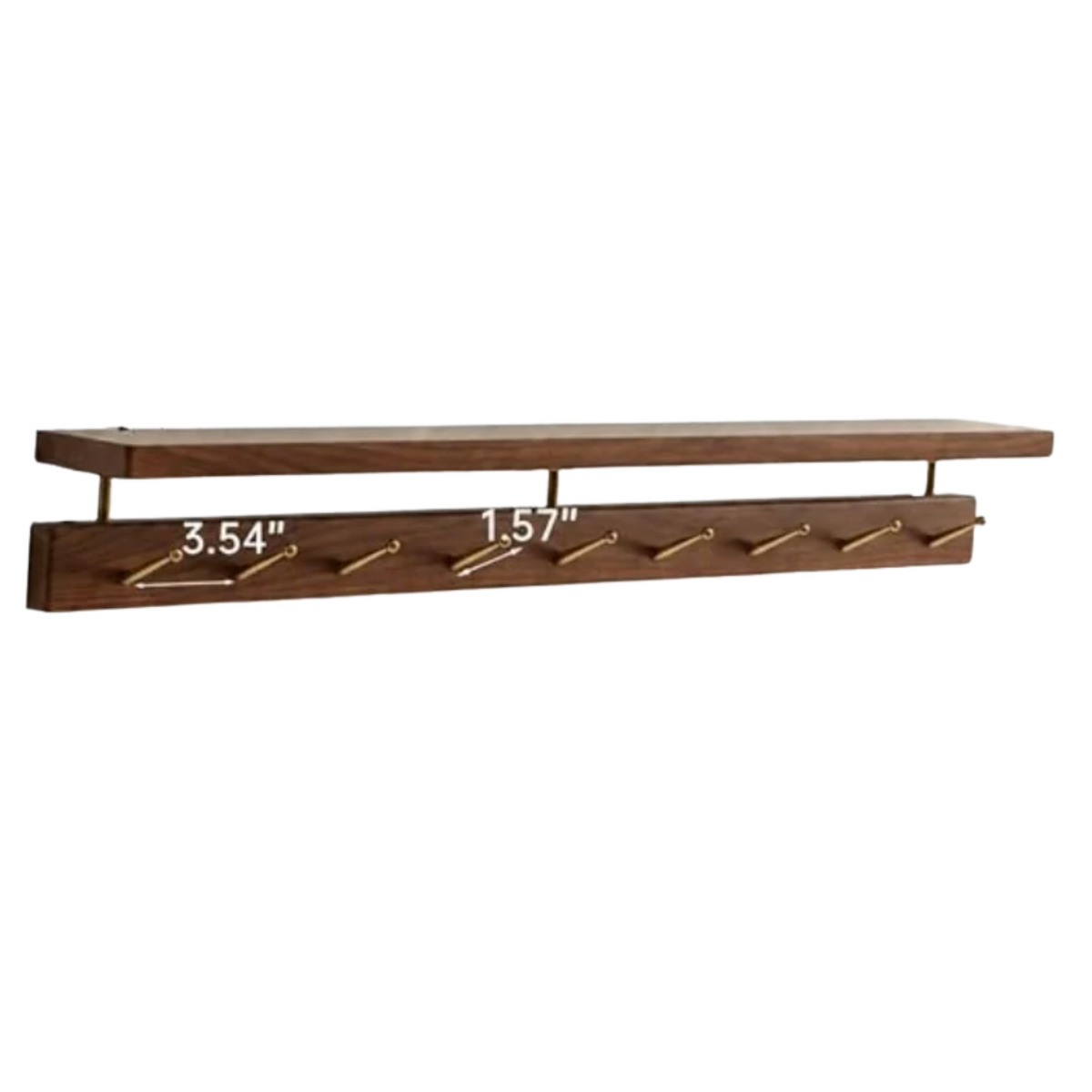 Beech Solid Wood Wall Mounted Coat Rack with Shelf