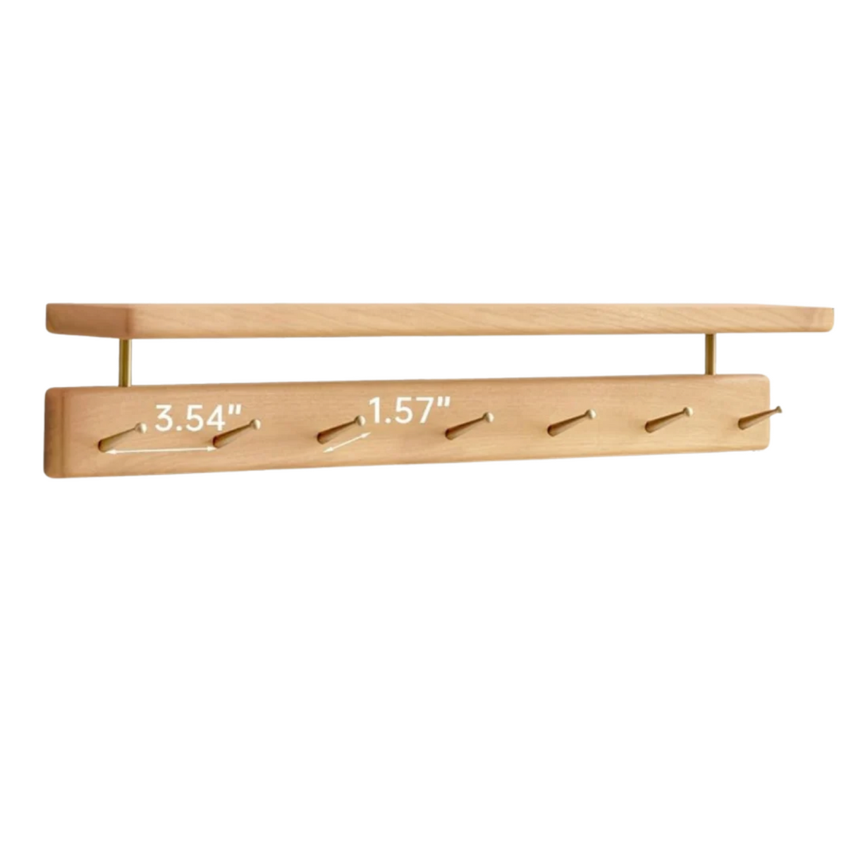 Beech Solid Wood Wall Mounted Coat Rack with Shelf