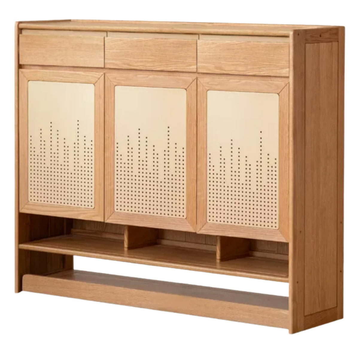 Oak Solid Wood Large Capacity Entryway Shoe Cabinet with Drawers