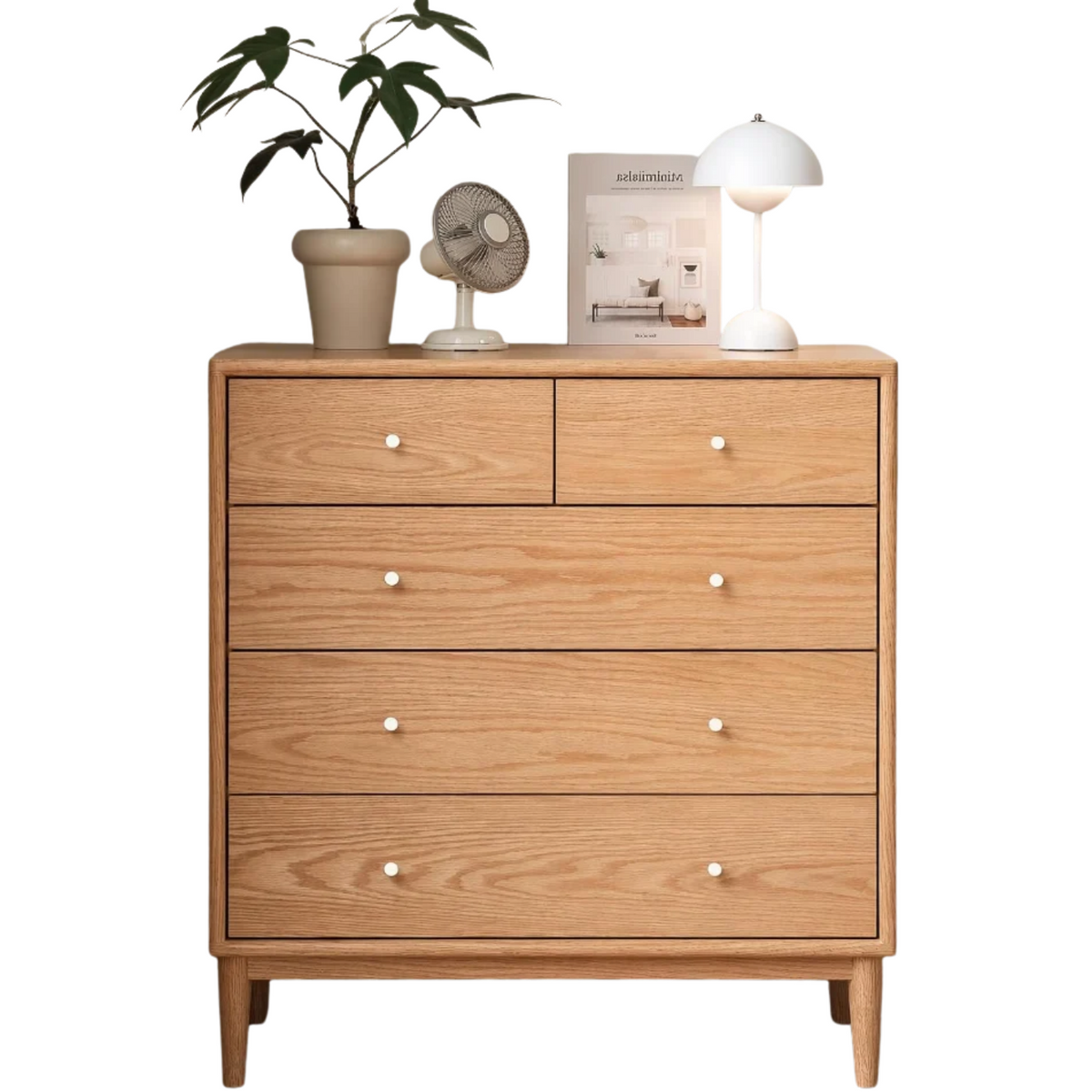 Oak Solid Wood, Rubber Wood Chest of Drawers