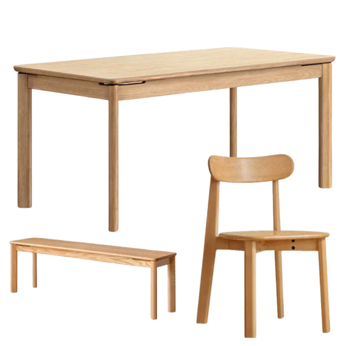 Ash, Oak Solid Wood Modern Minimalist Style Slab Dining Table