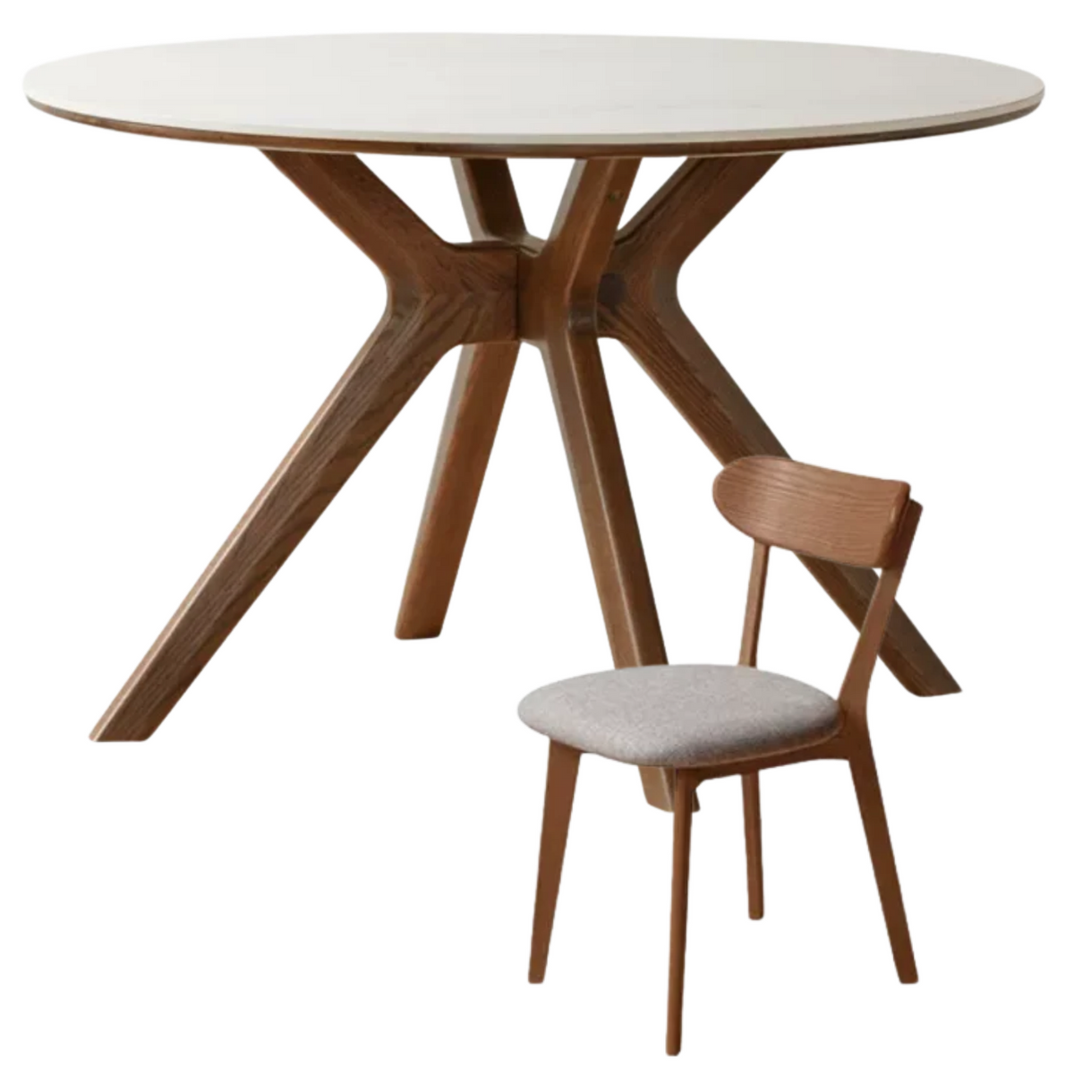 Oak Solid Wood Round Dining Table with Optional Sintered Stone Top and Chairs