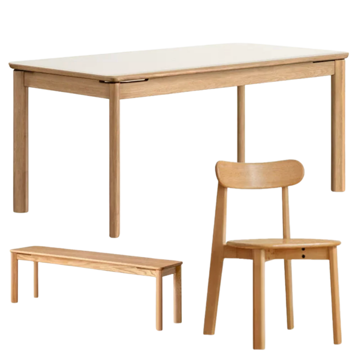 Ash, Oak Solid Wood Modern Minimalist Style Slab Dining Table