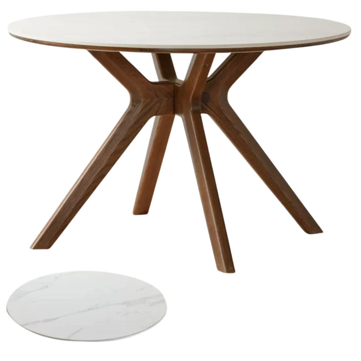 Oak Solid Wood Round Dining Table with Optional Sintered Stone Top and Chairs