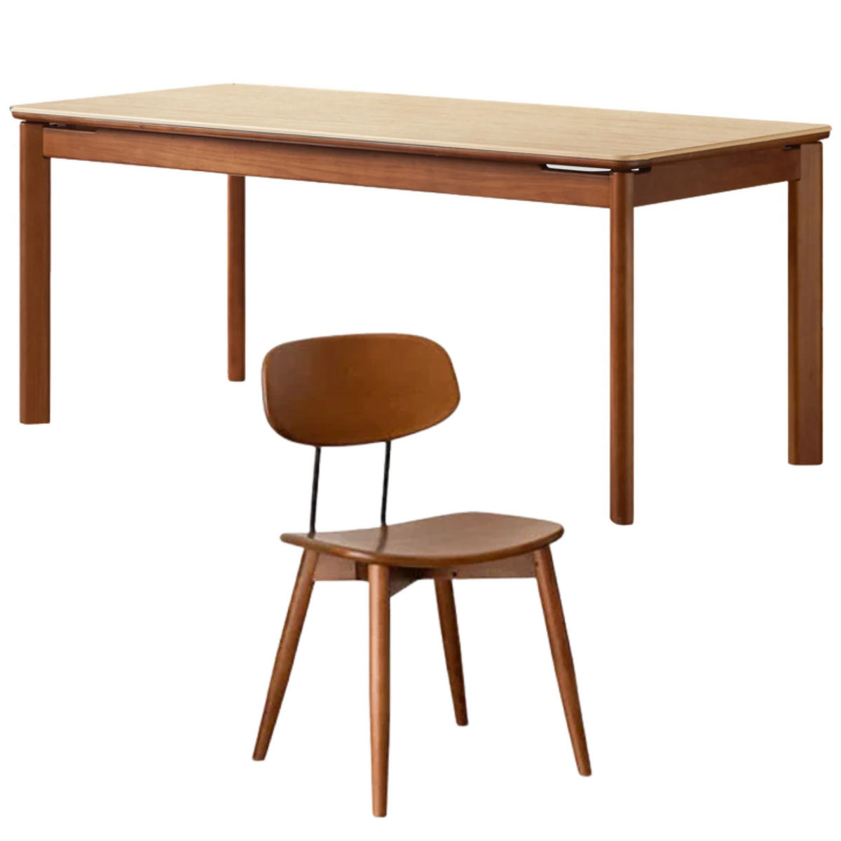 Tulipwood Solid Wood Vintage Style Restaurant Stone Slab Dining Table