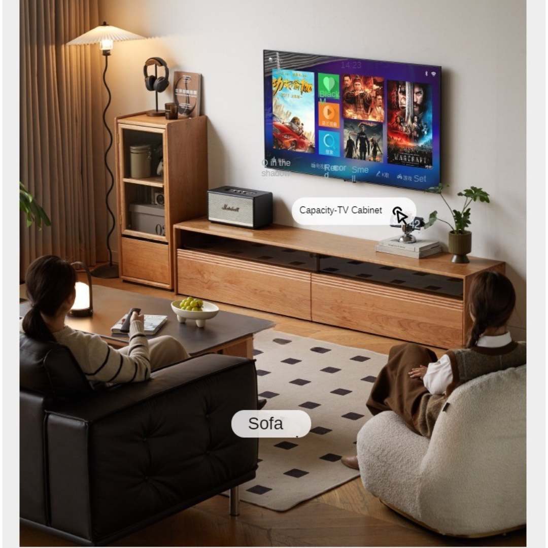 Cherry, Black Walnut, Teak Solid Wood Display Side Cabinet Modern.