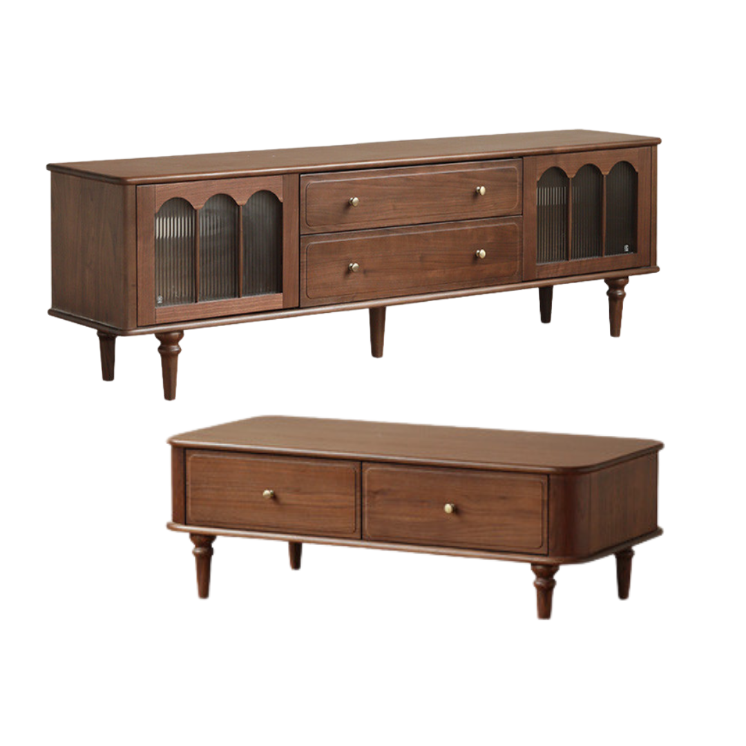 Black Walnut Solid Wood American Retro Coffee Table.
