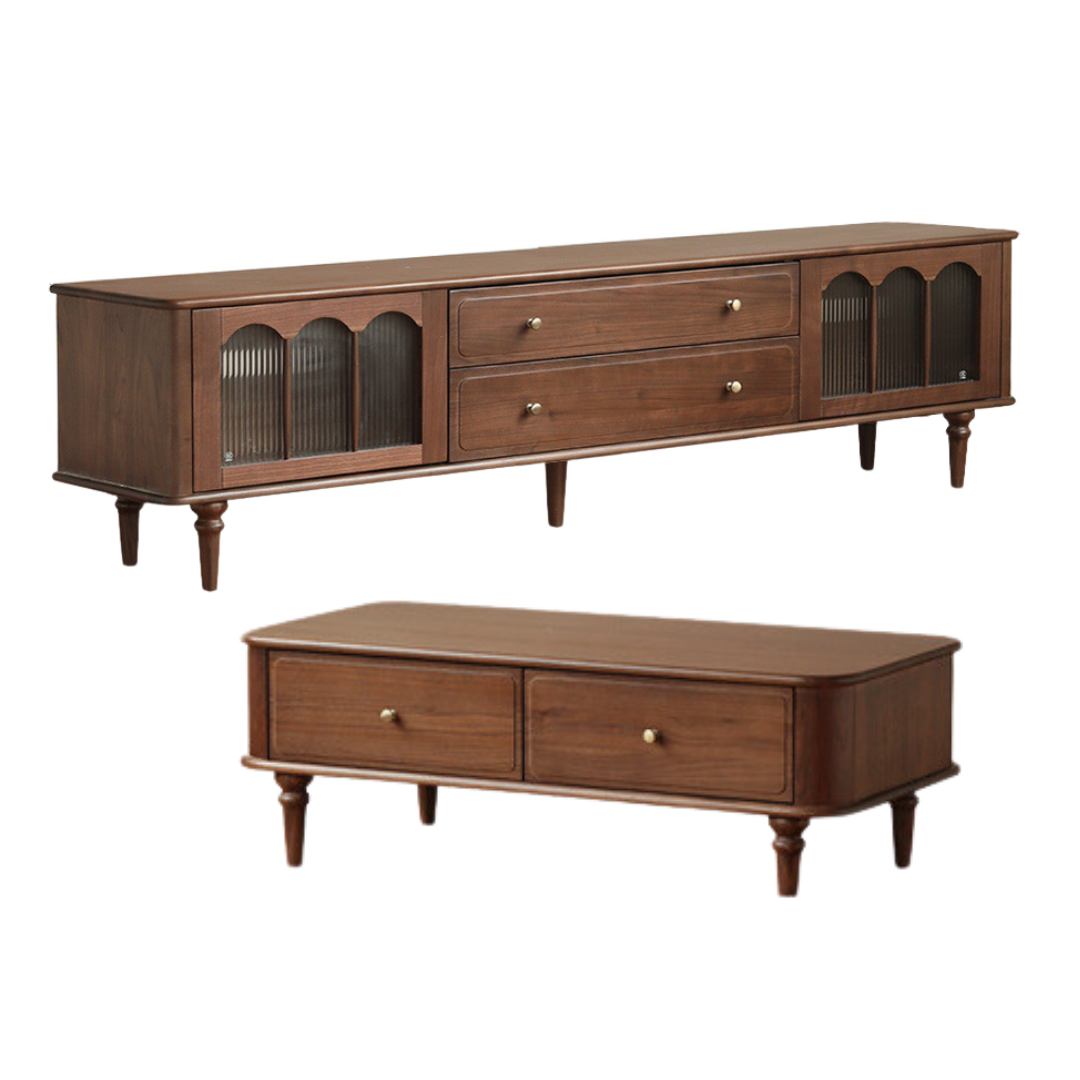 Black Walnut Solid Wood American Retro Coffee Table.