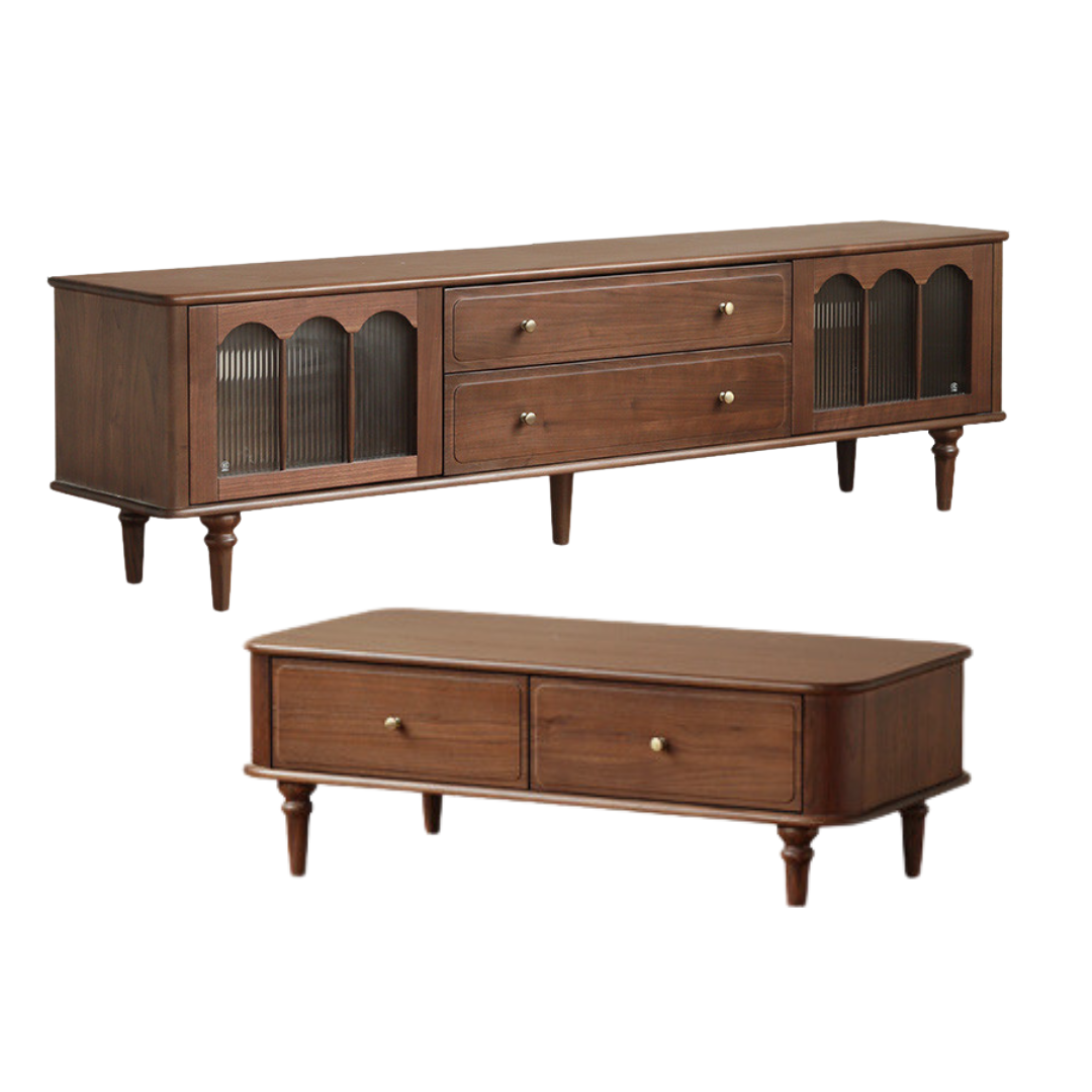 Black Walnut Solid Wood American Retro Coffee Table.