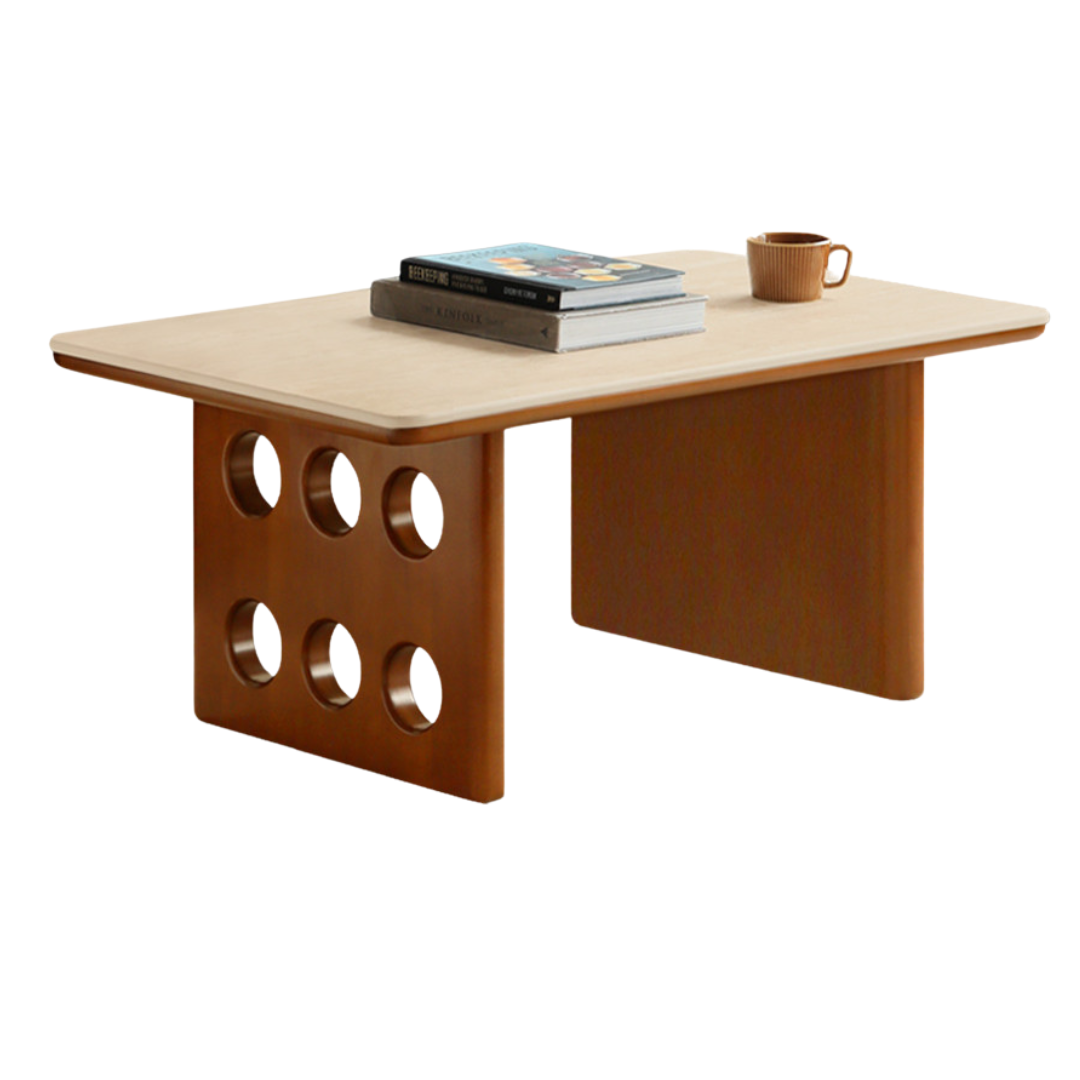 Poplar, Ash Solid Wood Rock Plate Retro Coffee Table.
