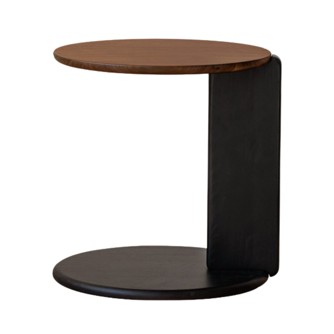 Black Walnut, Teak Solid Wood Round Coffee Table Italian Light Luxury.