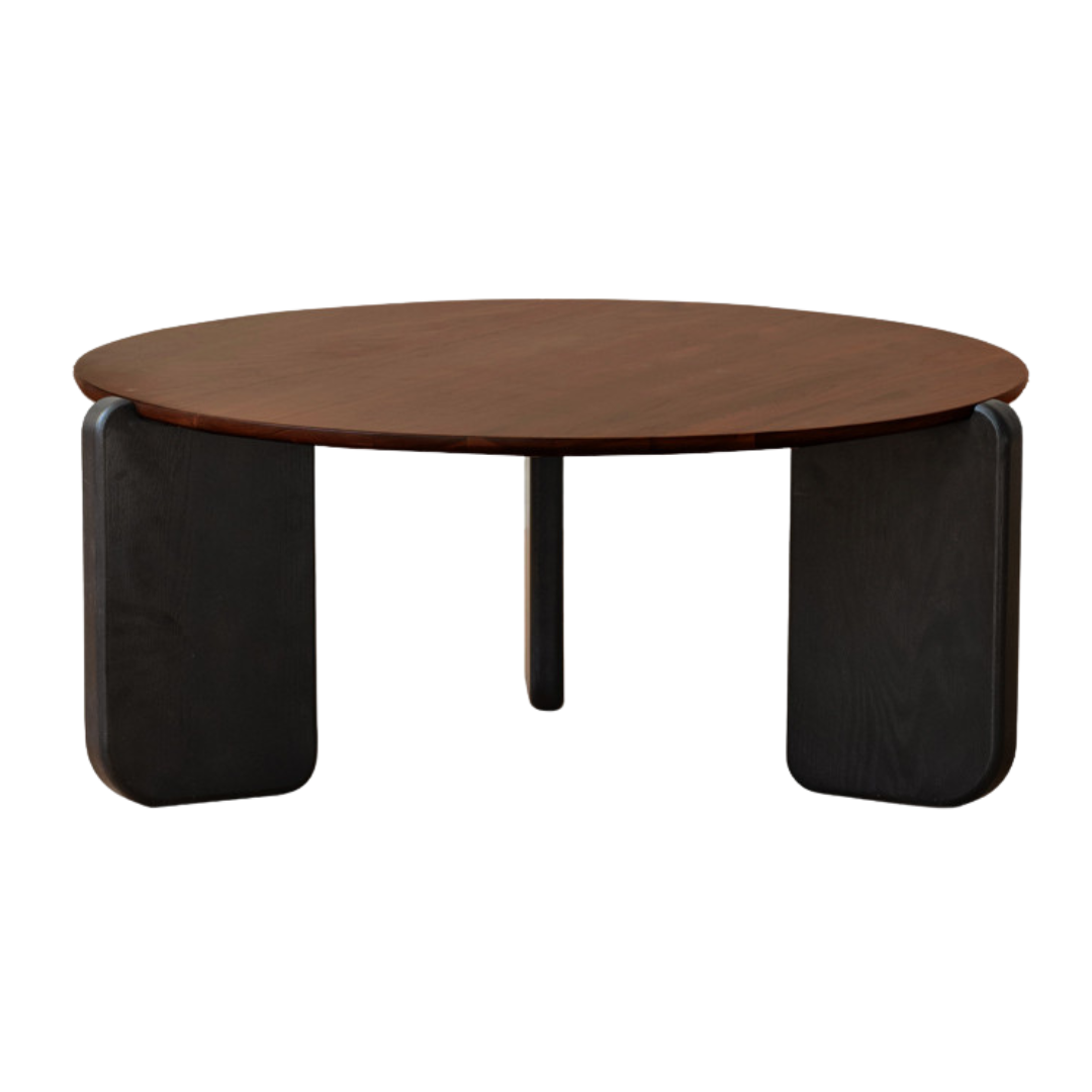 Black Walnut, Teak Solid Wood Round Coffee Table Italian Light Luxury.