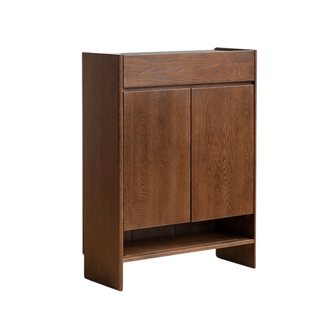 Oak Solid Wood Rock Plate Shoe Cabinet