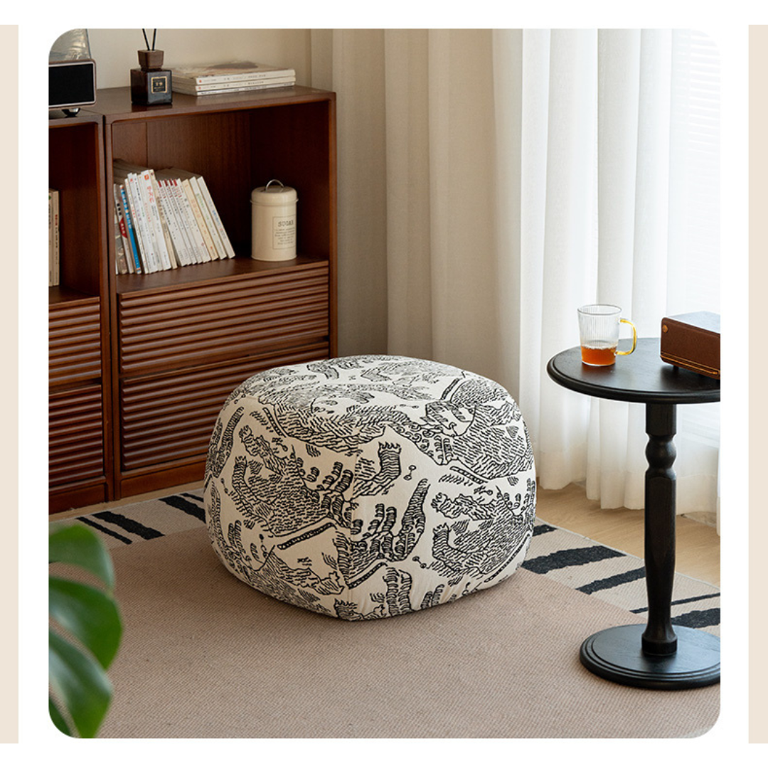 Fabric Seat Modern Footstool Pouf