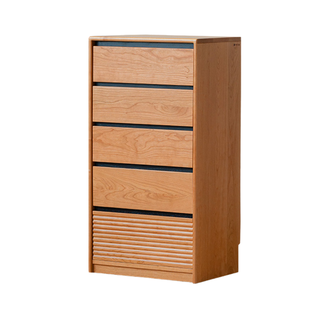 Cherry, Ash Solid Wood Medieval Style Drawer Cabinet.