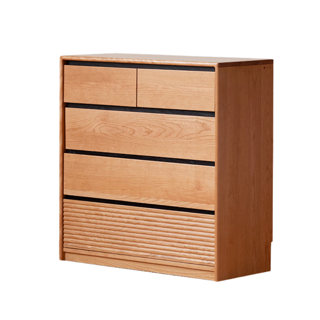 Cherry, Ash Solid Wood Medieval Style Drawer Cabinet.