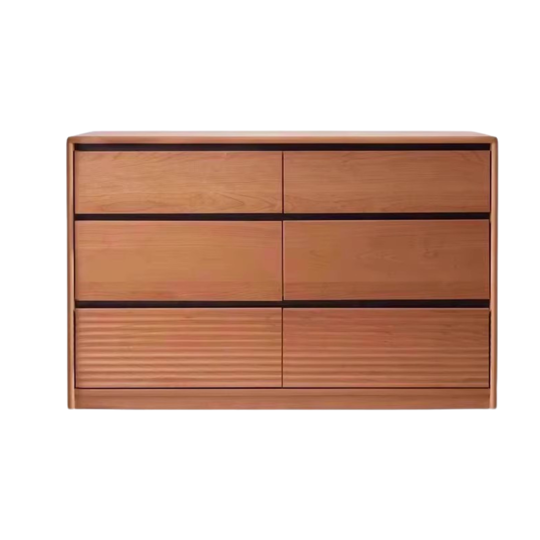 Cherry, Ash Solid Wood Medieval Style Drawer Cabinet.