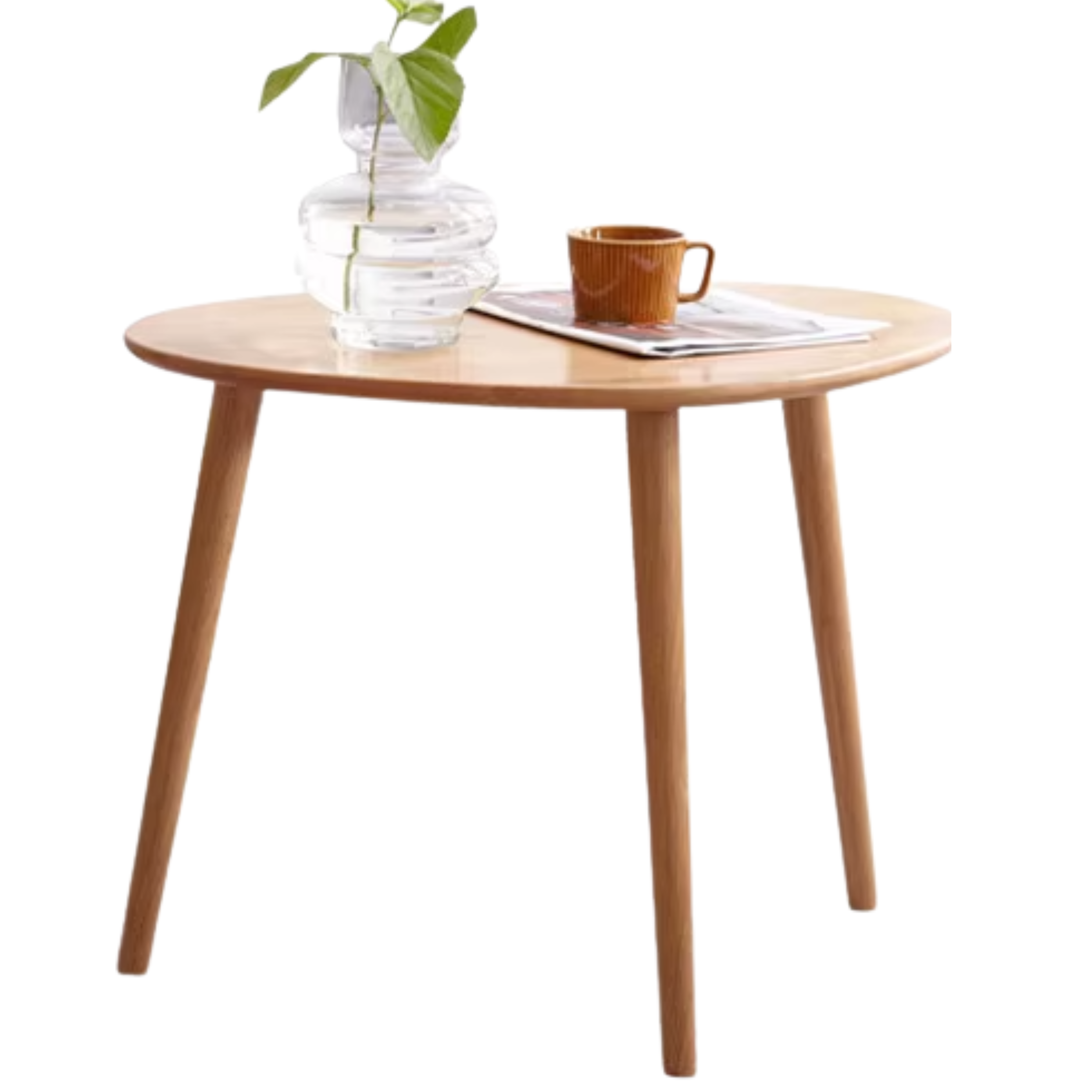 Solid Rubberwood, Oak Solid Wood Small Nordic Side Table