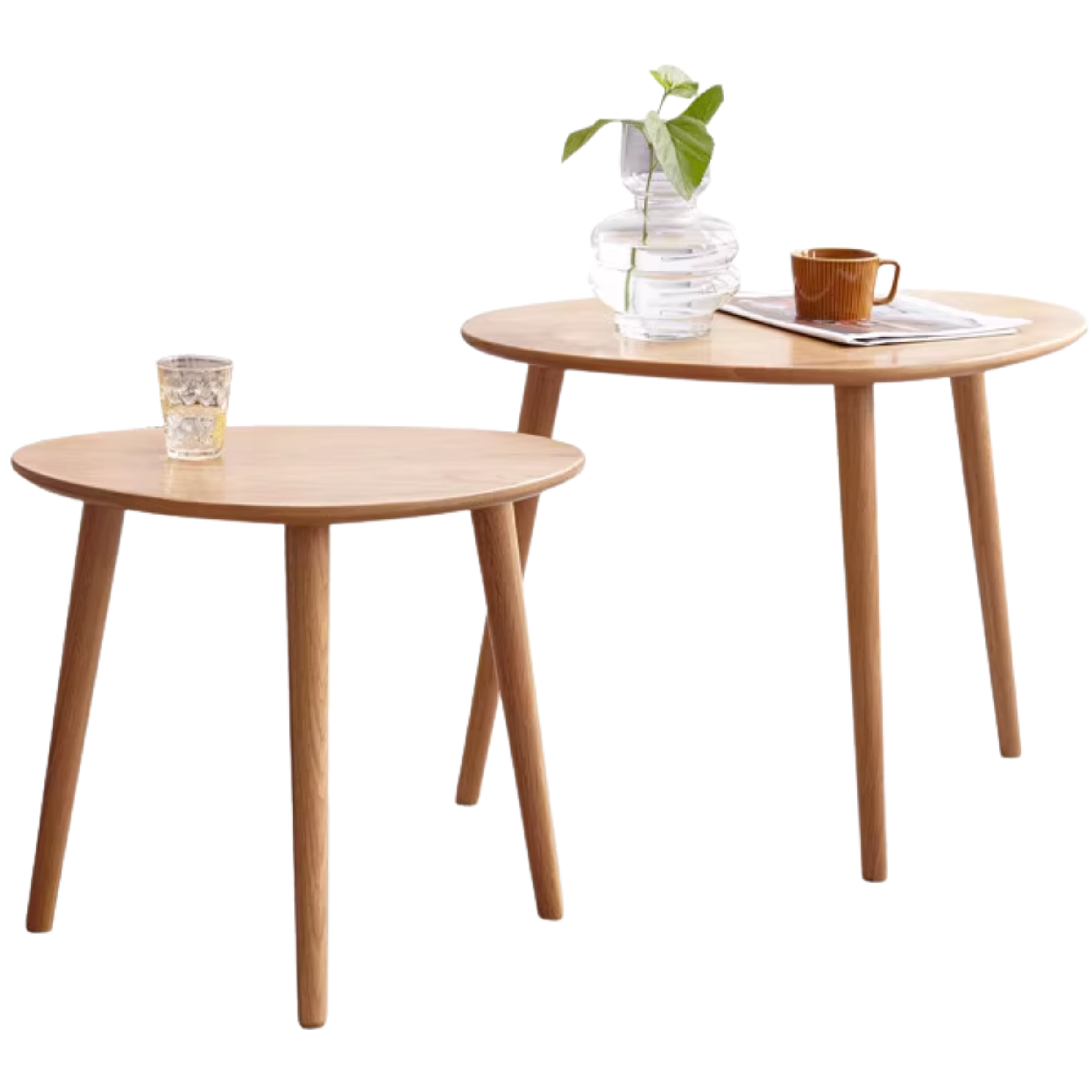 Solid Rubberwood, Oak Solid Wood Small Nordic Side Table