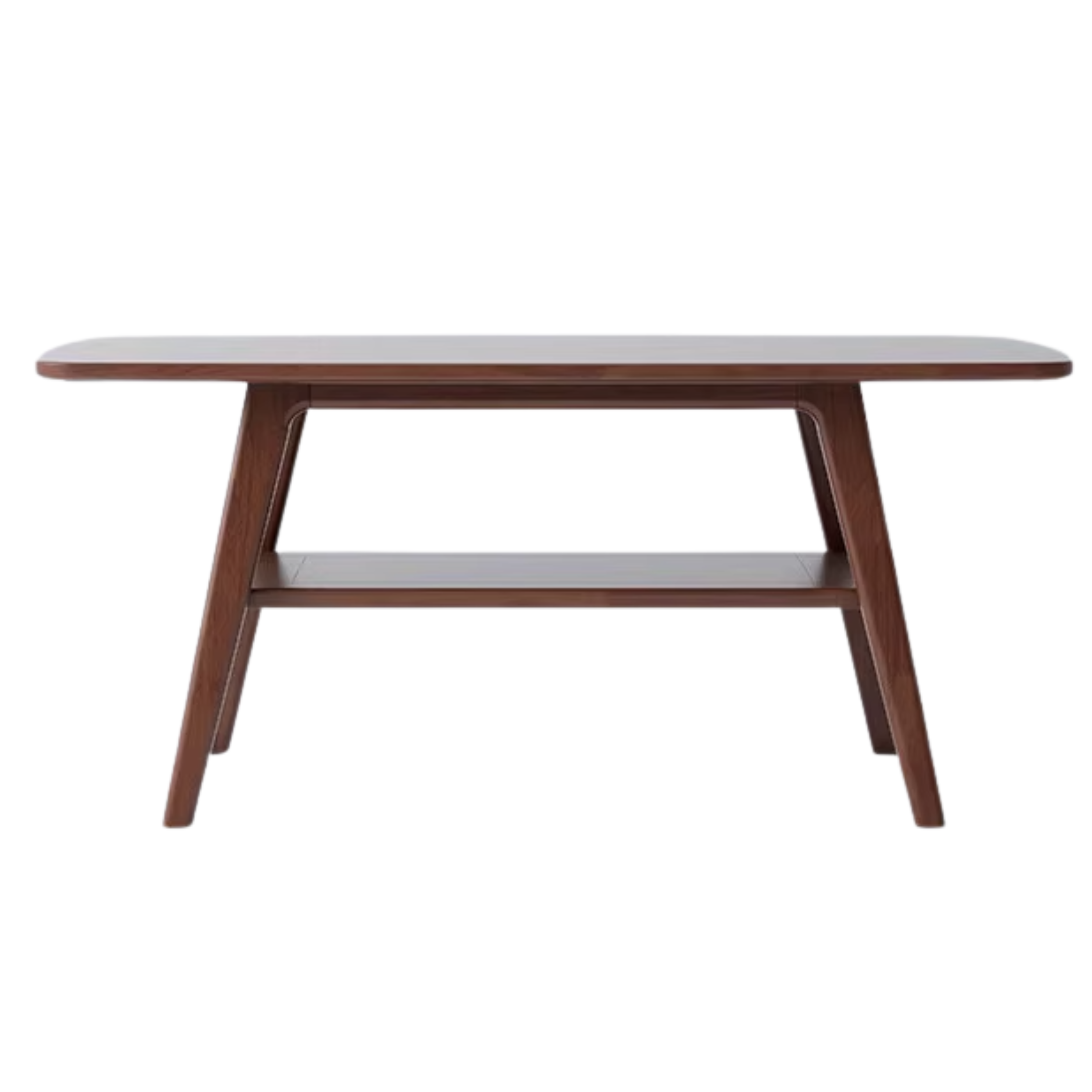 Solid Rubberwood, Beech, Oak Solid Wood Walnut Color Double-Layer Coffee Table
