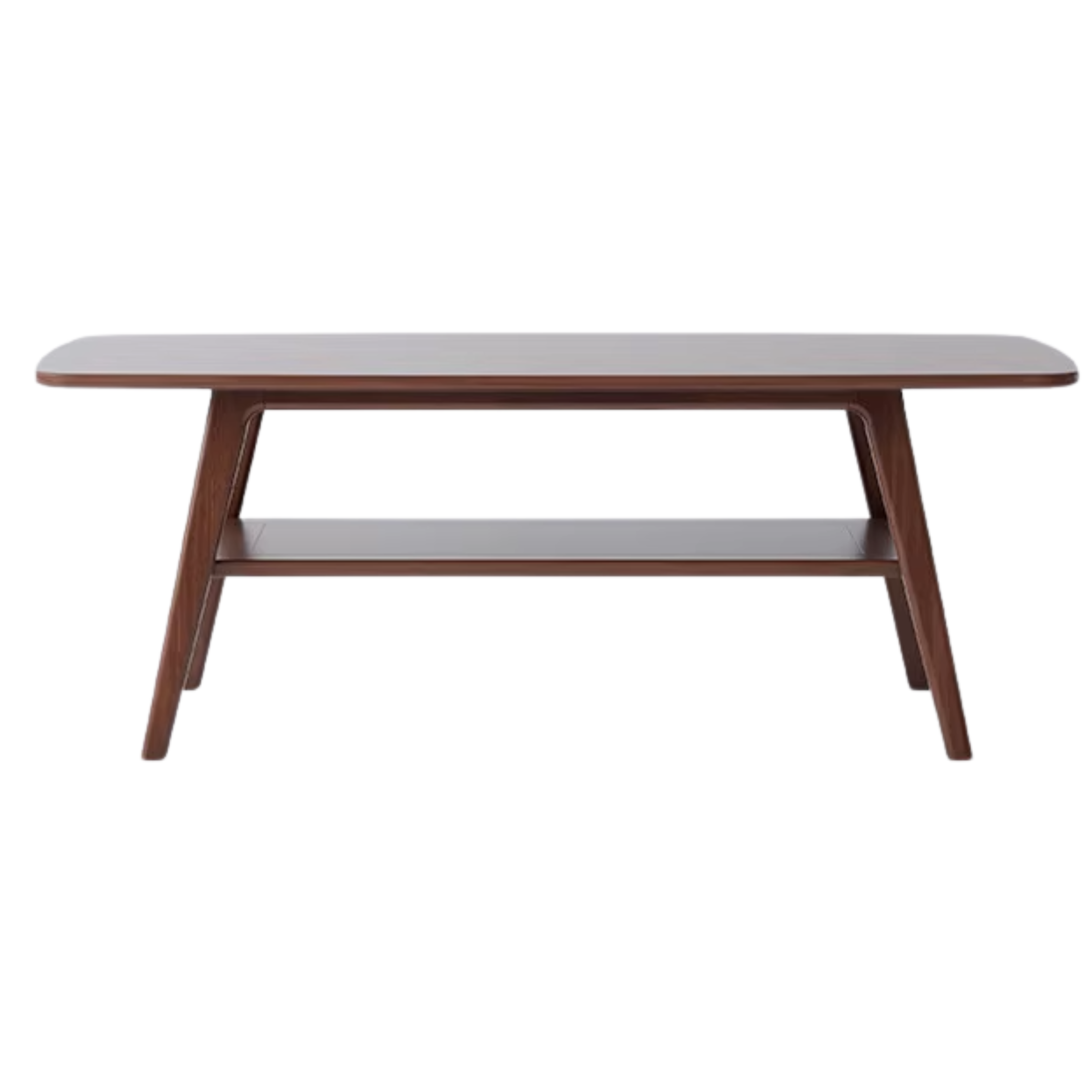 Solid Rubberwood, Beech, Oak Solid Wood Walnut Color Double-Layer Coffee Table