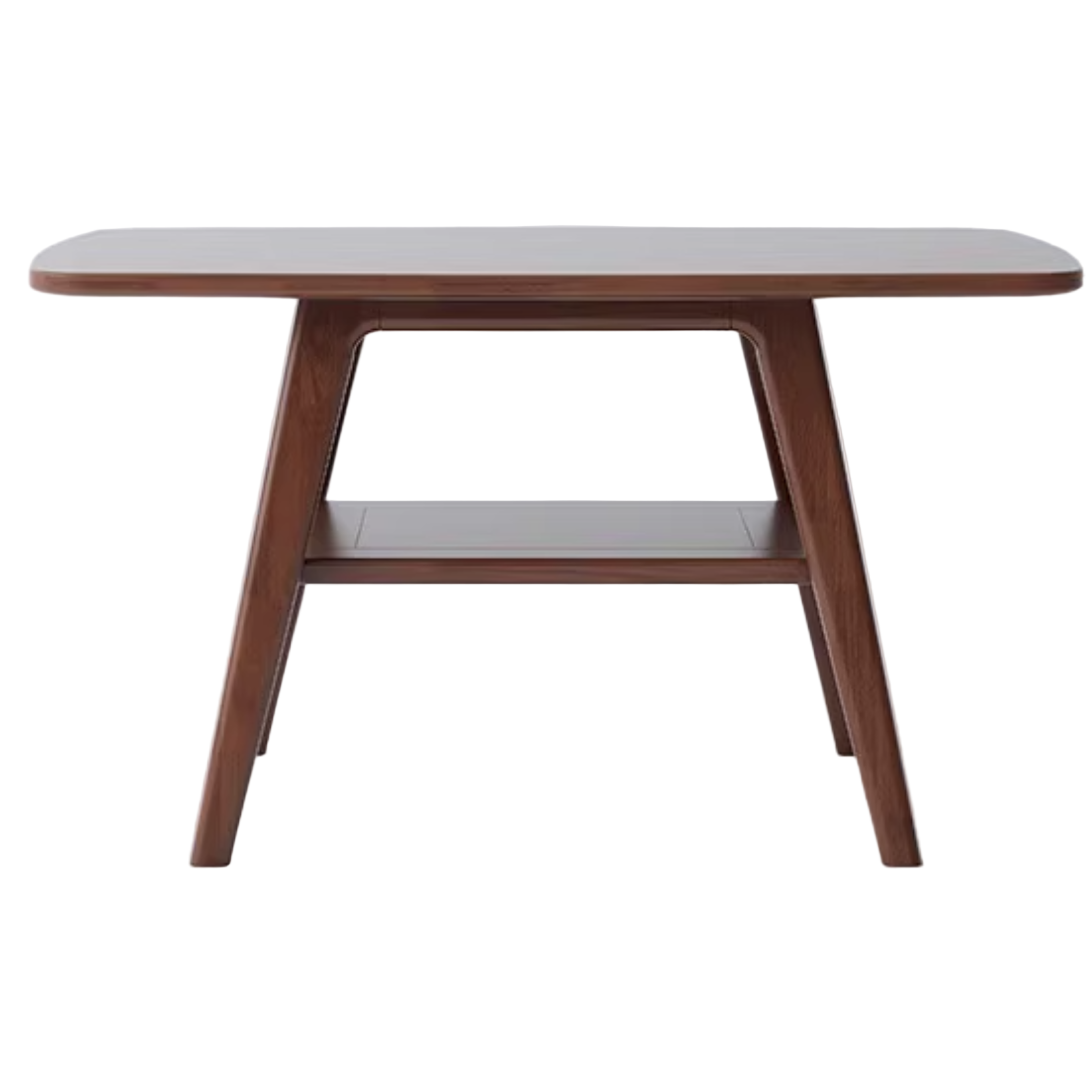 Solid Rubberwood, Beech, Oak Solid Wood Walnut Color Double-Layer Coffee Table