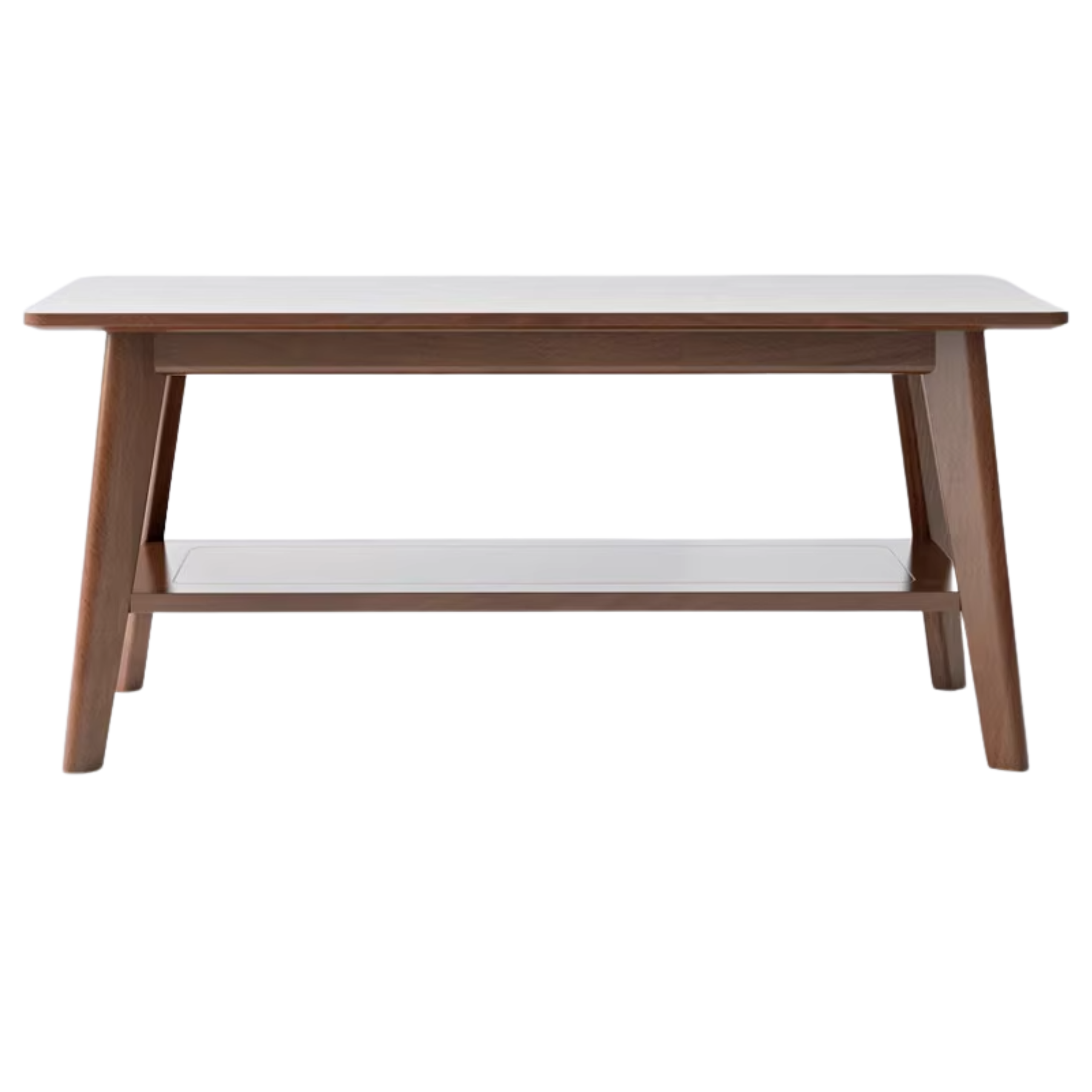 Solid Rubberwood, Beech, Oak Solid Wood Walnut Color Double-Layer Coffee Table