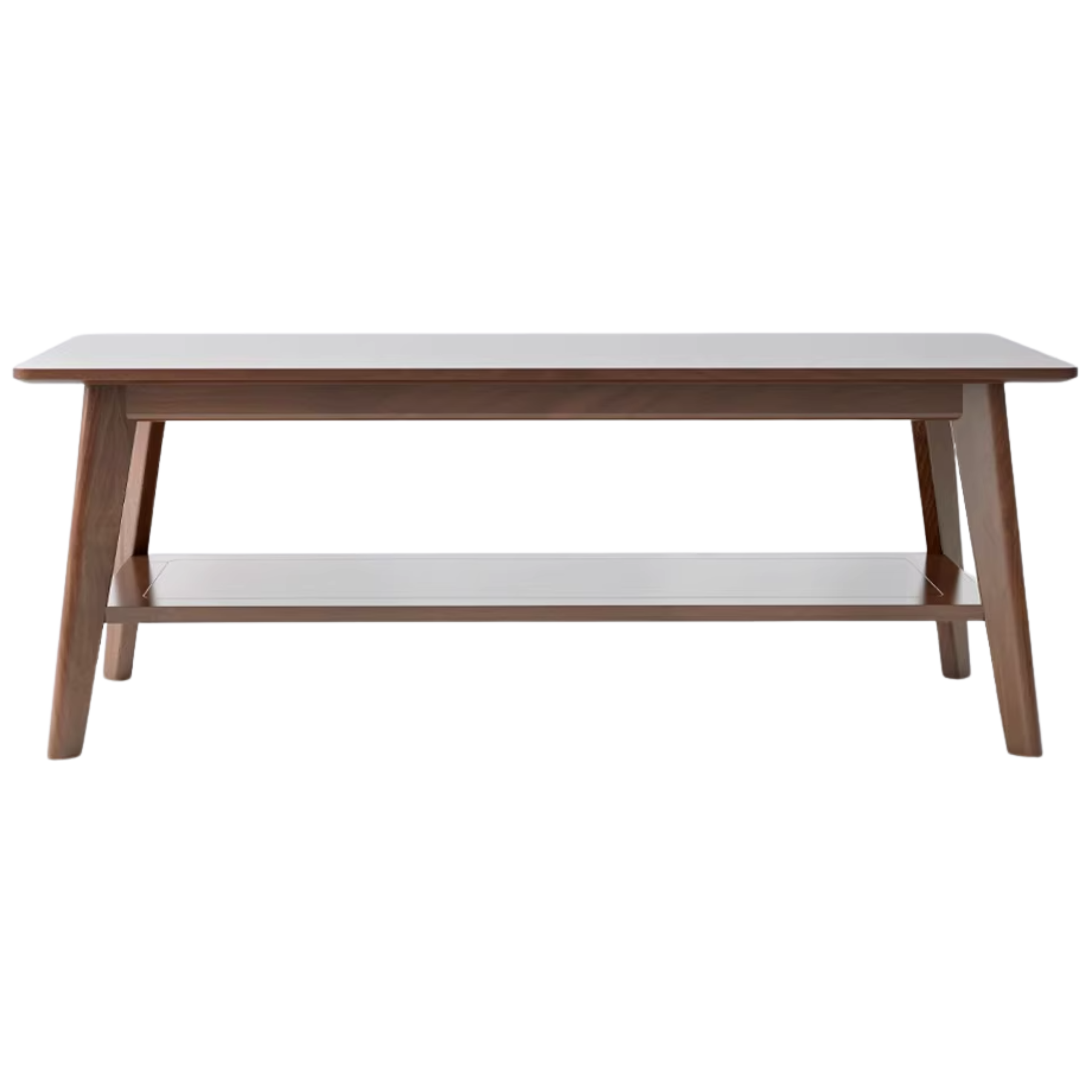 Solid Rubberwood, Beech, Oak Solid Wood Walnut Color Double-Layer Coffee Table