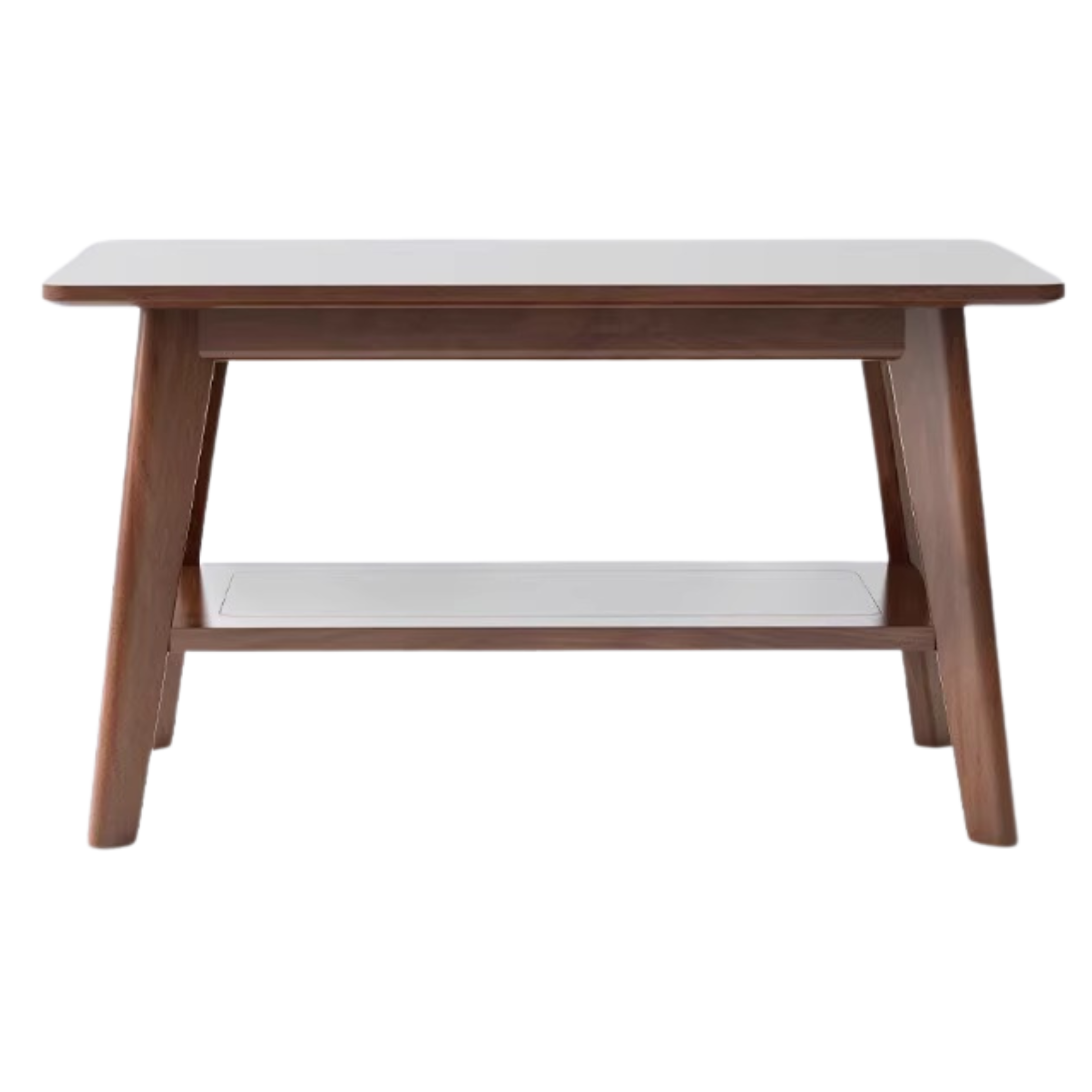 Solid Rubberwood, Beech, Oak Solid Wood Walnut Color Double-Layer Coffee Table