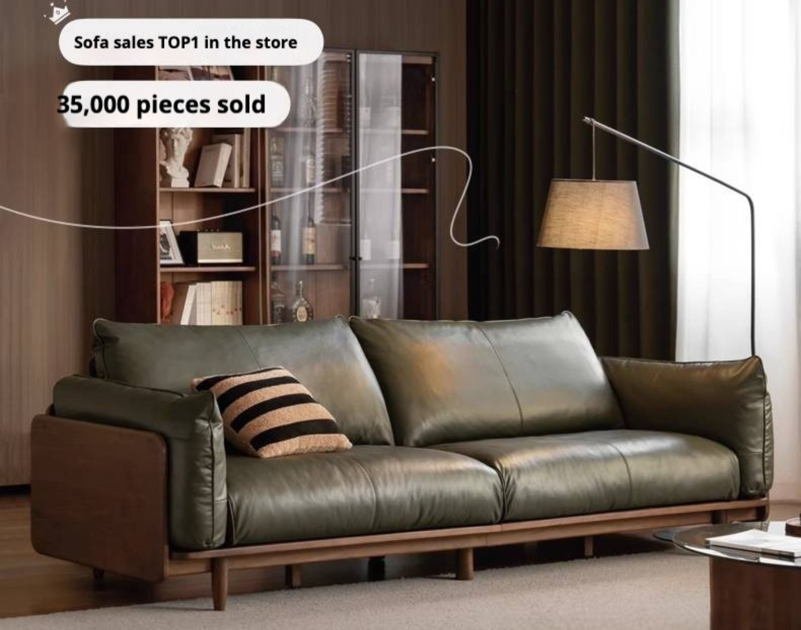 Black Walnut Solid Wood,Solid Sandalwood Genuine leather, fabric Sofa