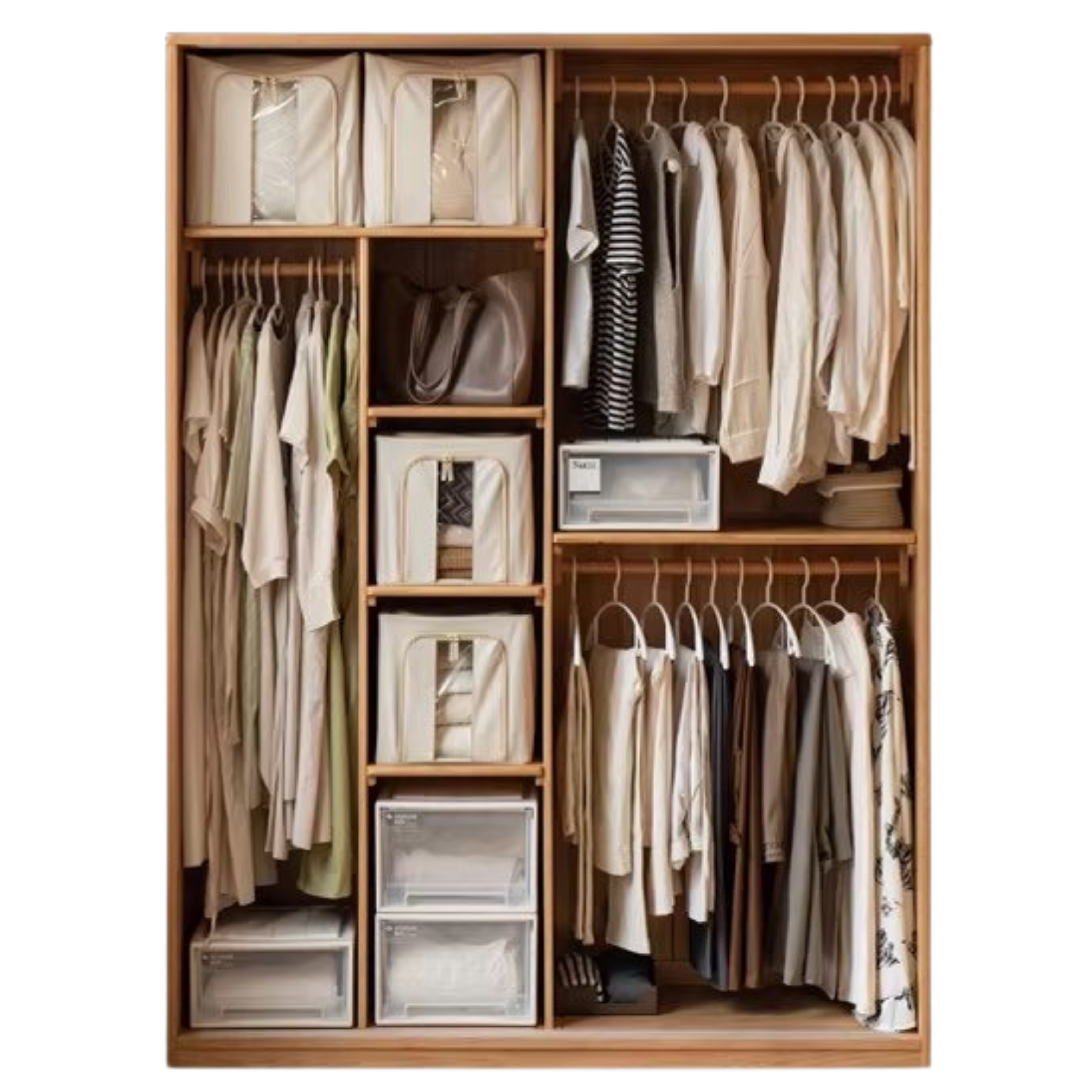 Oak Solid Wood Wardrobe Sliding Door-