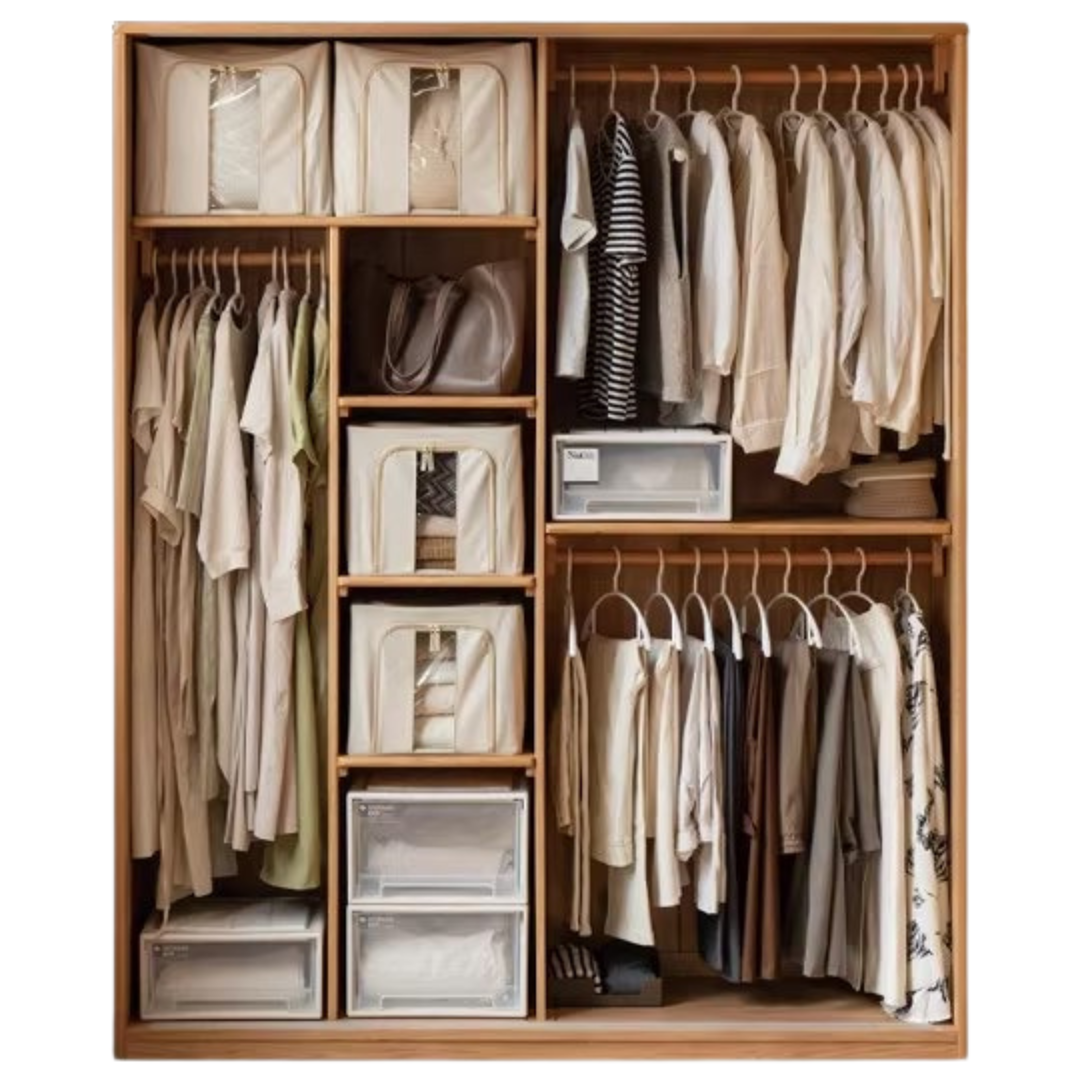 Oak Solid Wood Wardrobe Sliding Door-