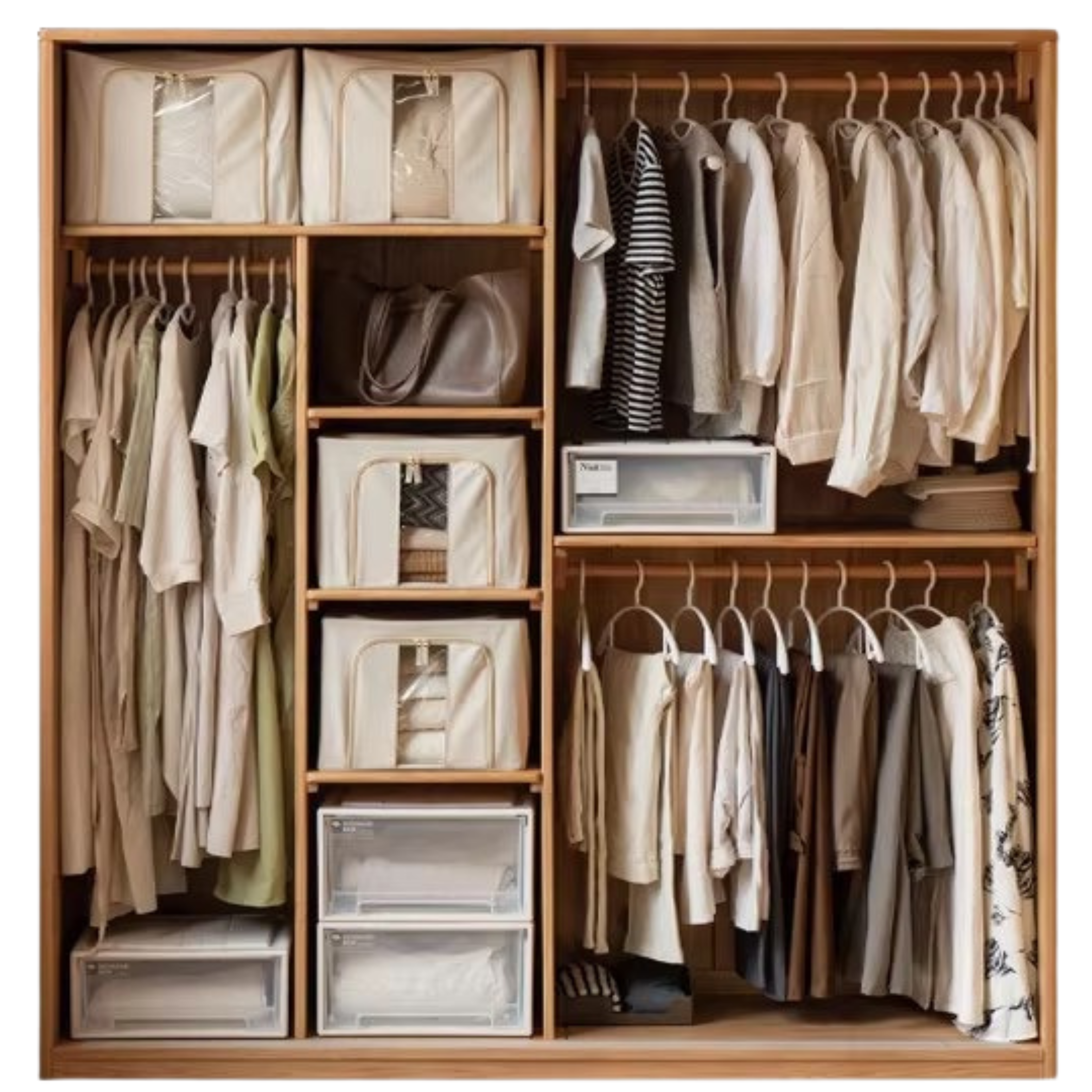 Oak Solid Wood Wardrobe Sliding Door-