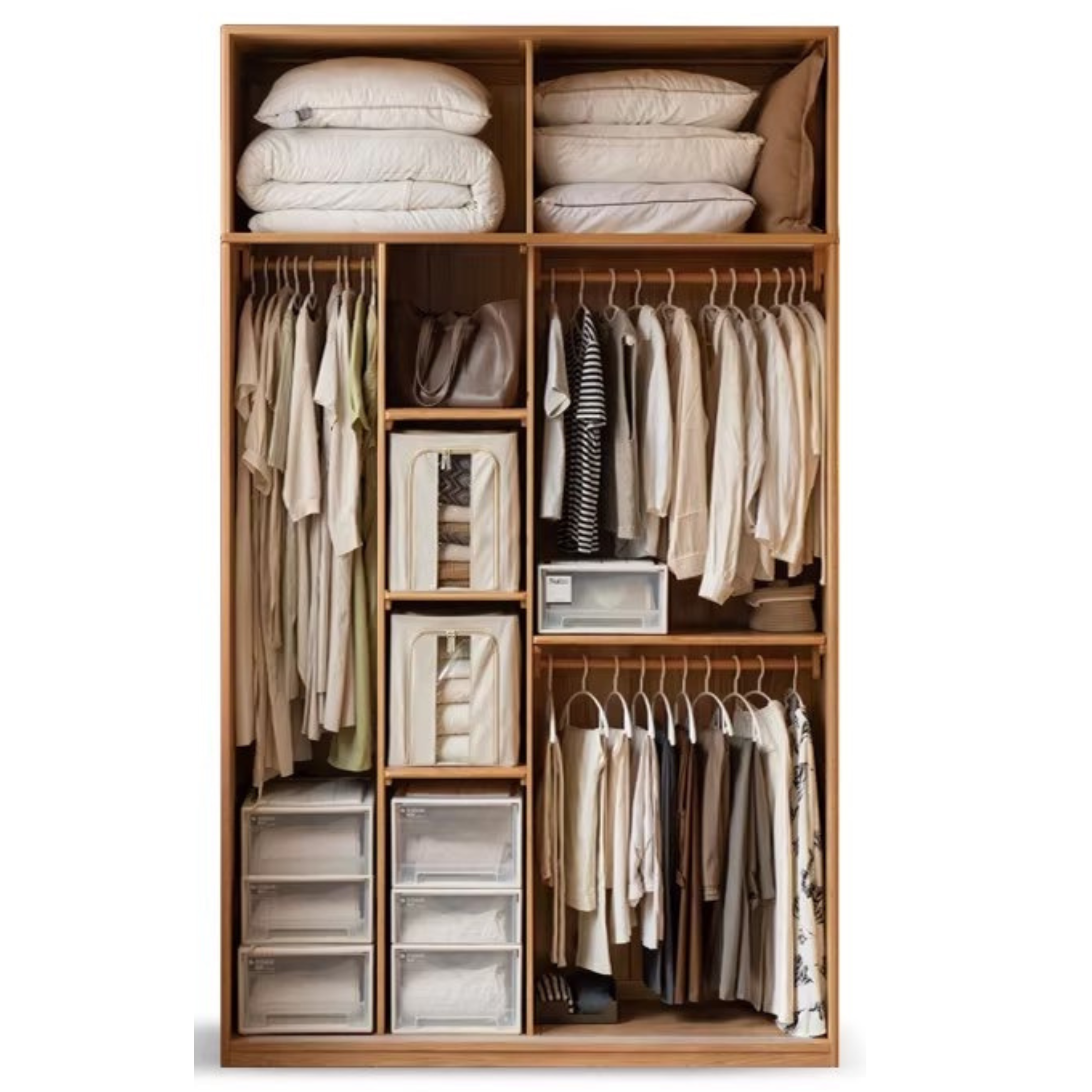 Oak Solid Wood Wardrobe Sliding Door-