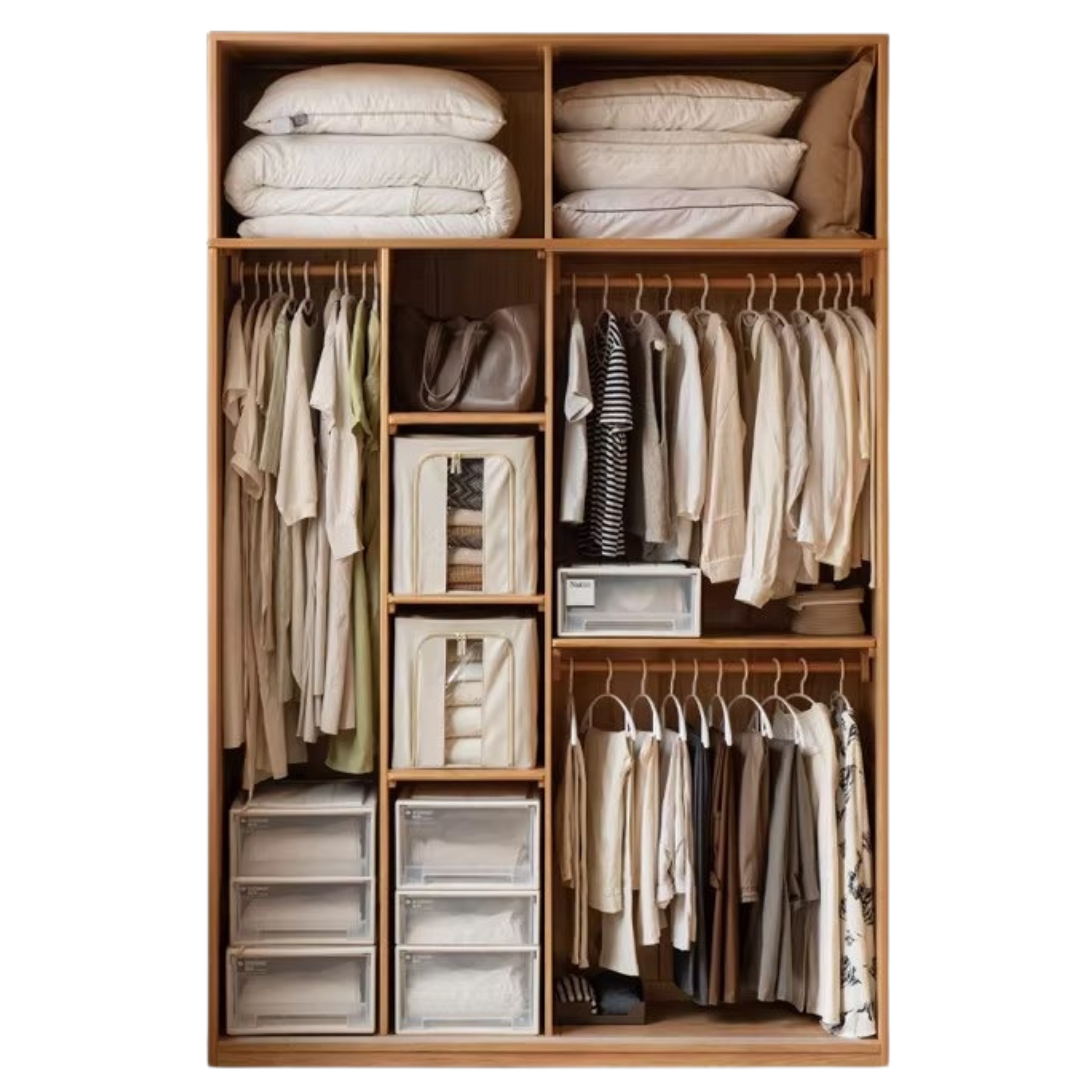 Oak Solid Wood Wardrobe Sliding Door-