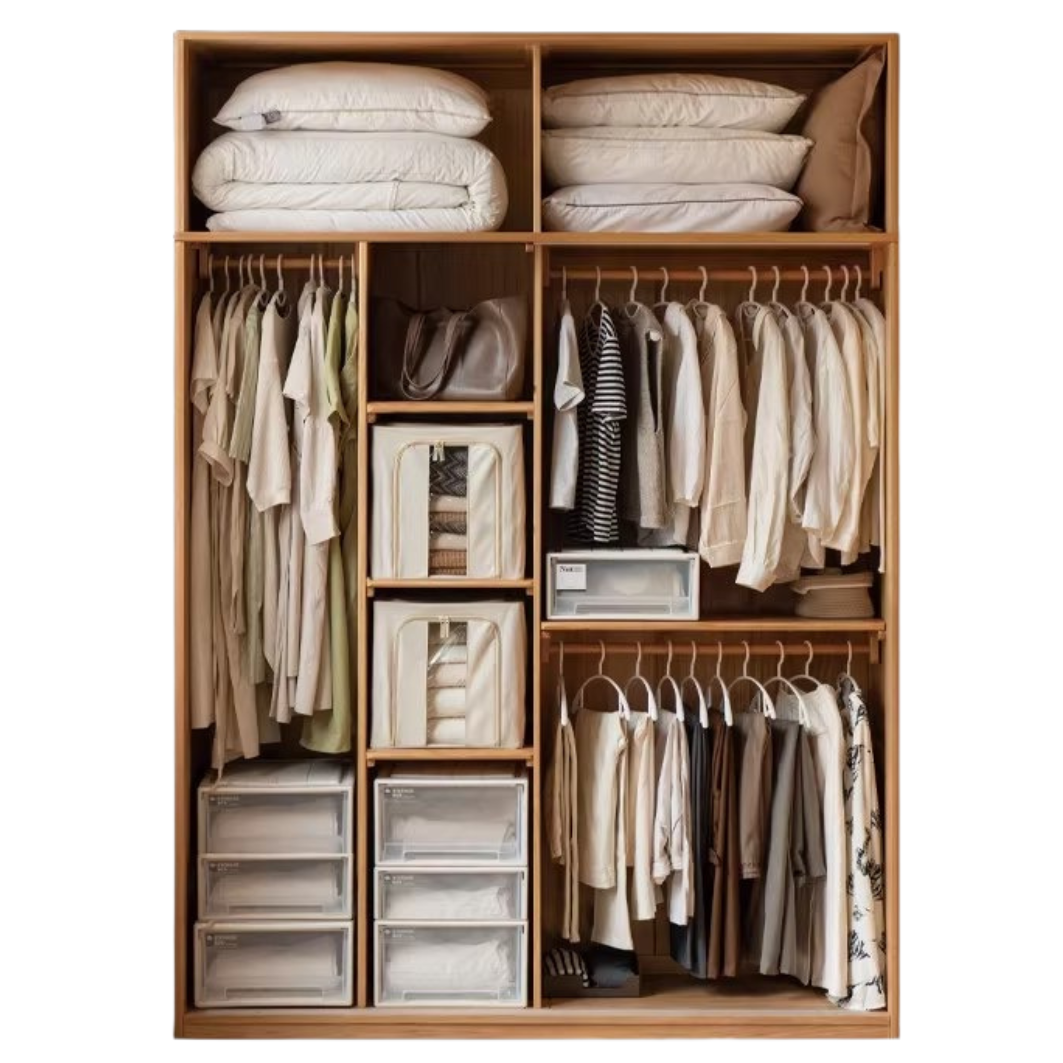 Oak Solid Wood Wardrobe Sliding Door-