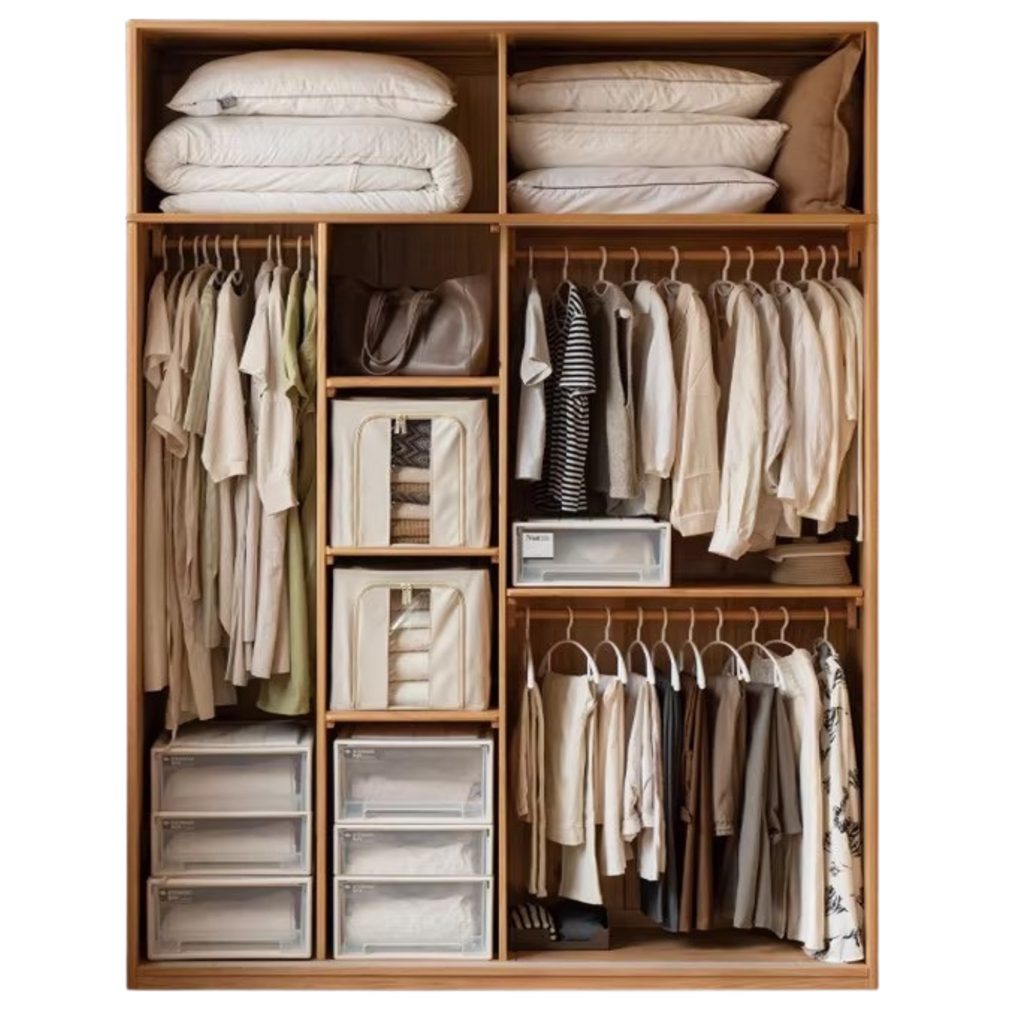 Oak Solid Wood Wardrobe Sliding Door-
