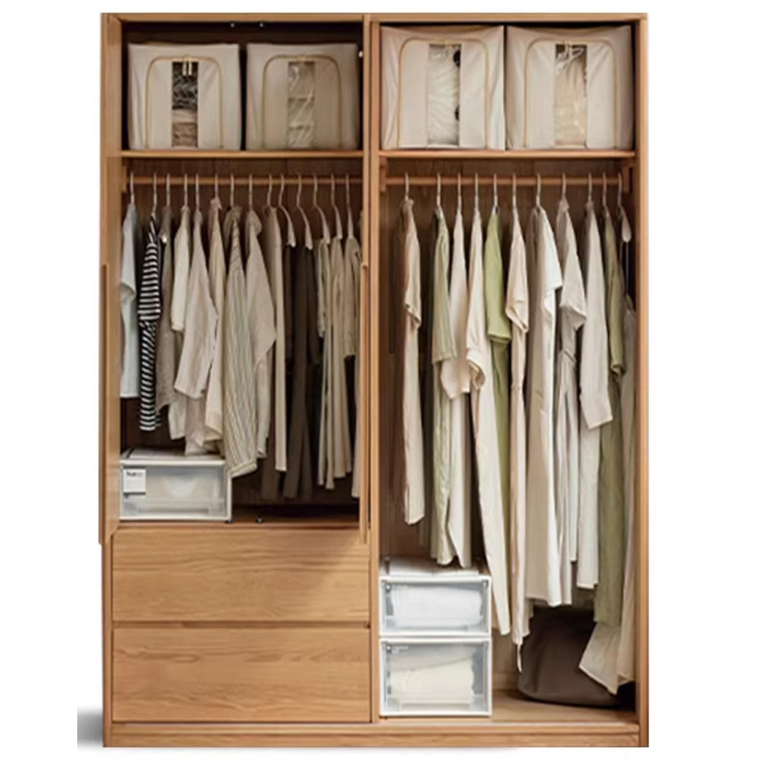 Oak Solid Wood Wardrobe Sliding Door-