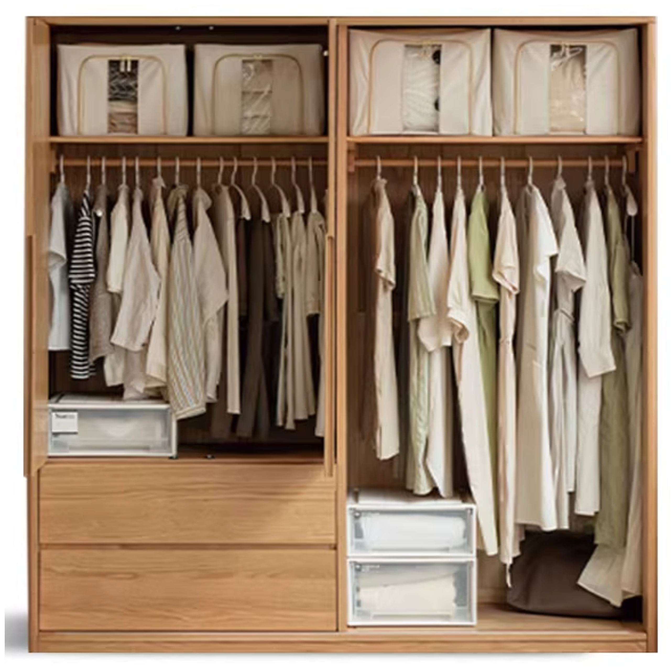 Oak Solid Wood Wardrobe Sliding Door-