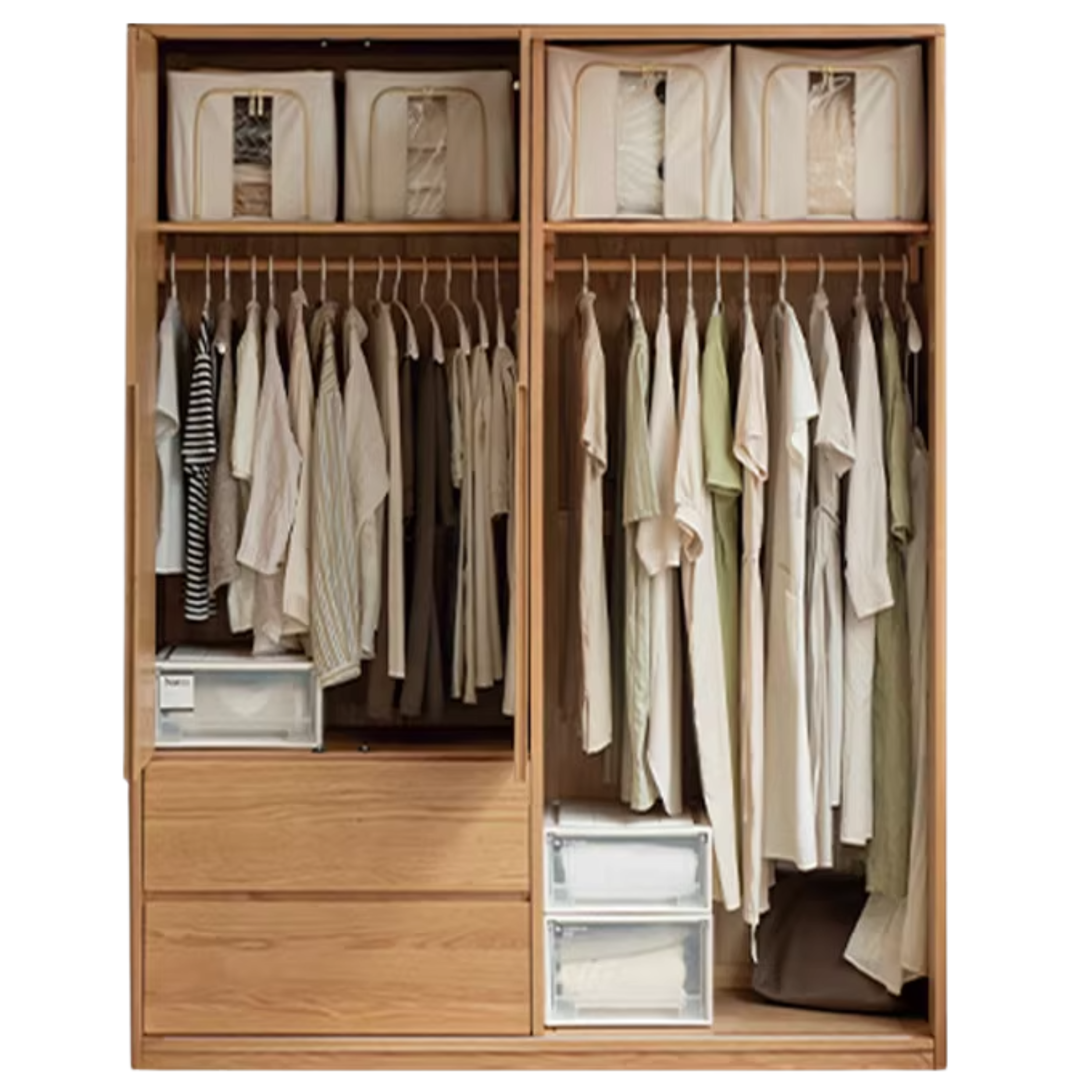 Oak Solid Wood Wardrobe Sliding Door-