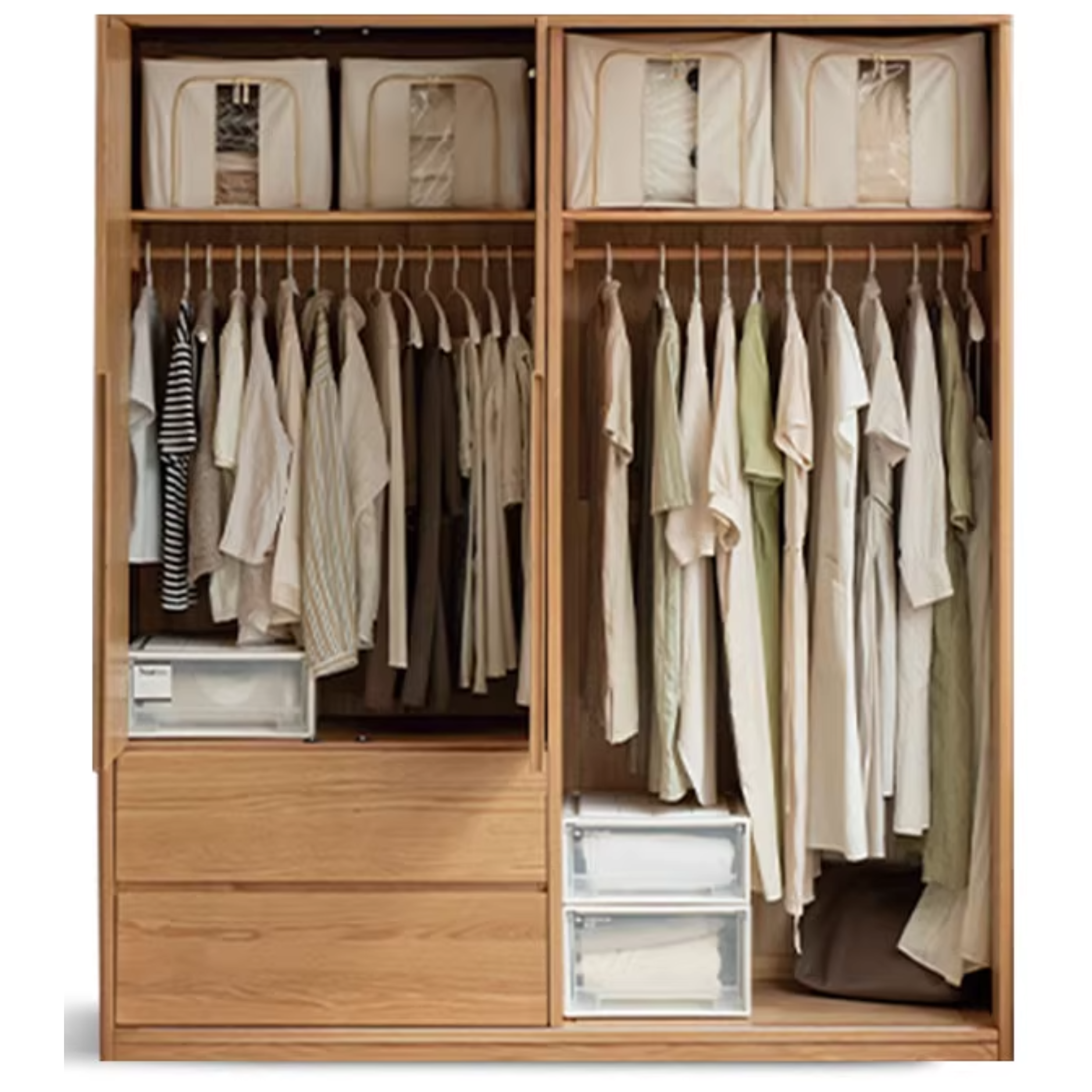 Oak Solid Wood Wardrobe Sliding Door-