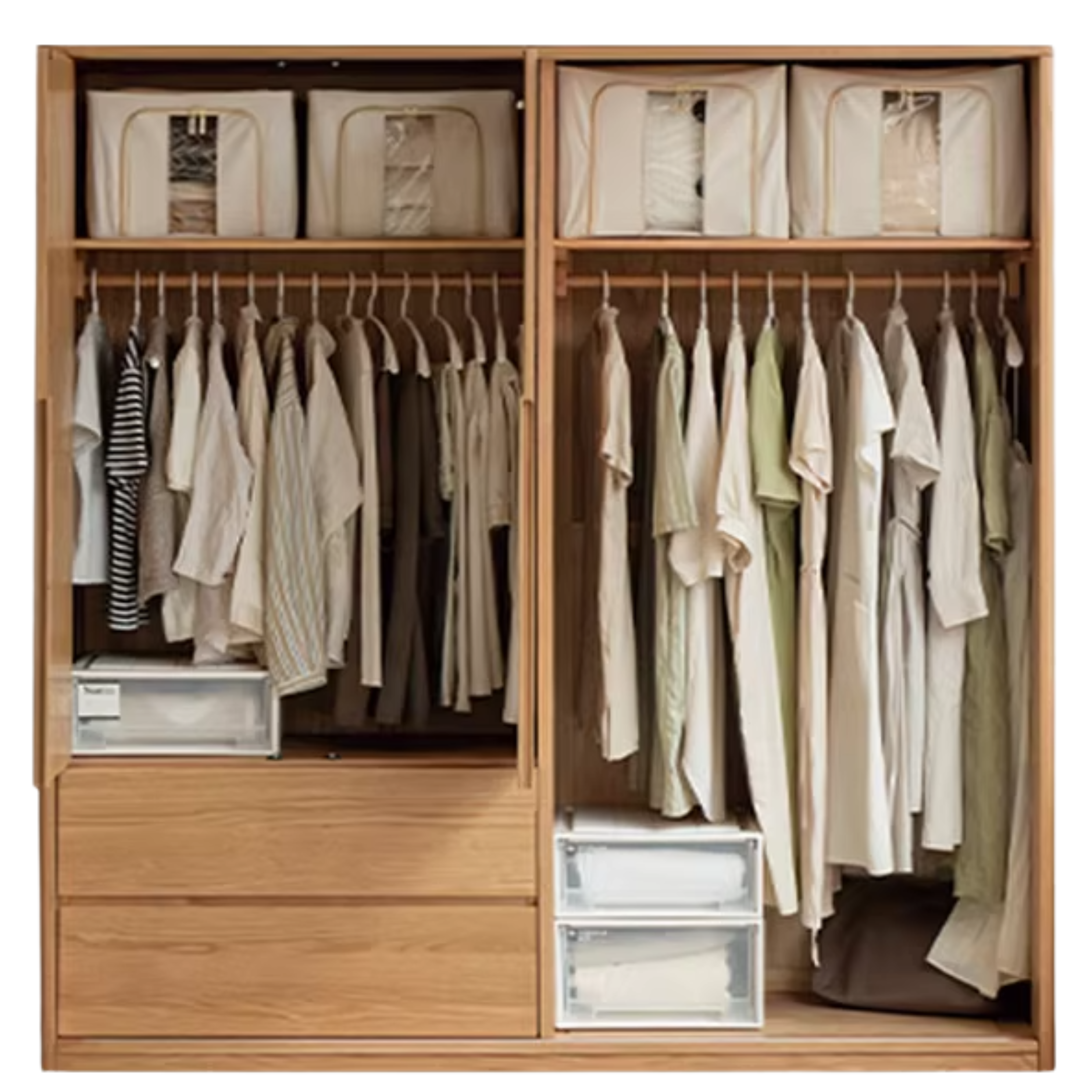 Oak Solid Wood Wardrobe Sliding Door-