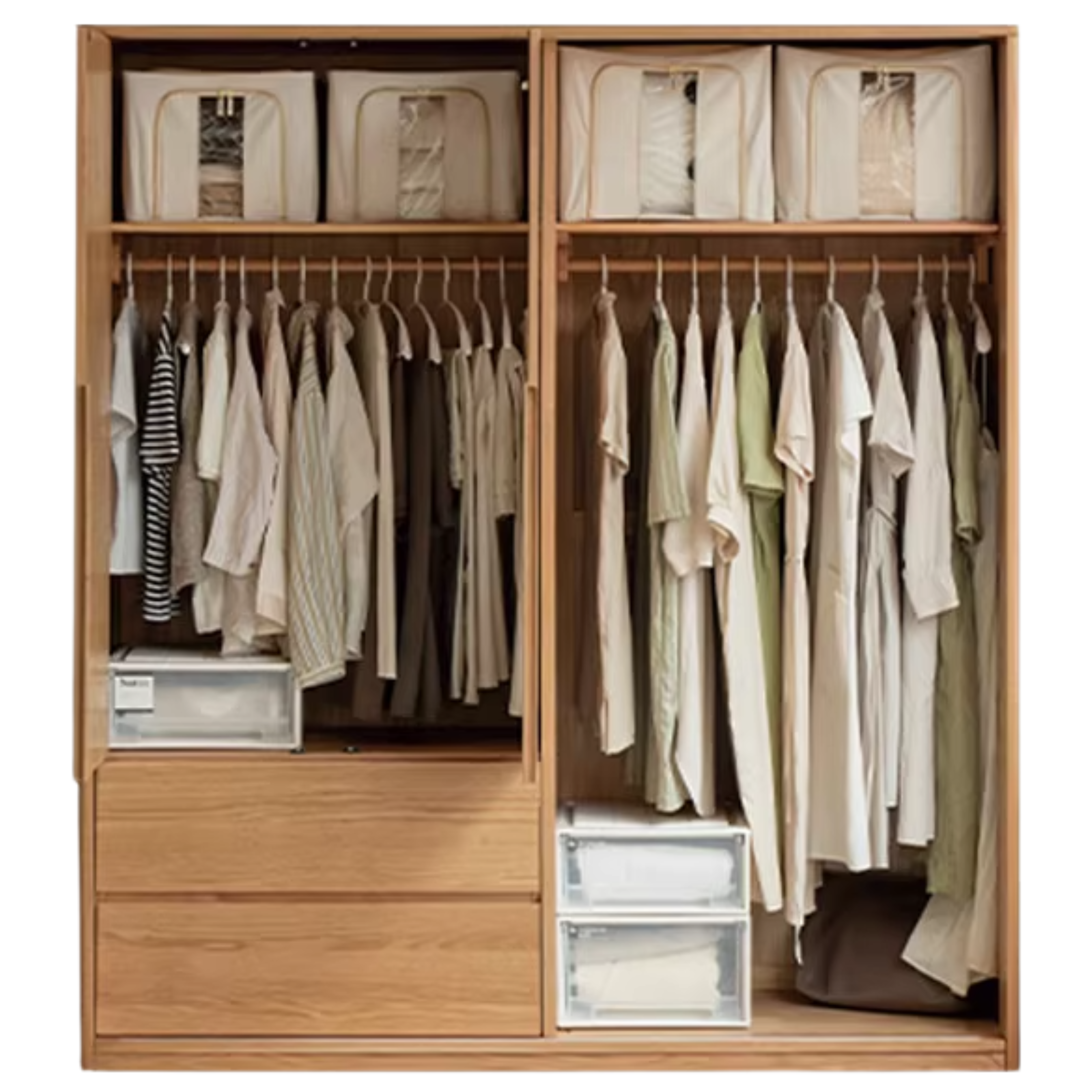 Oak Solid Wood Wardrobe Sliding Door-