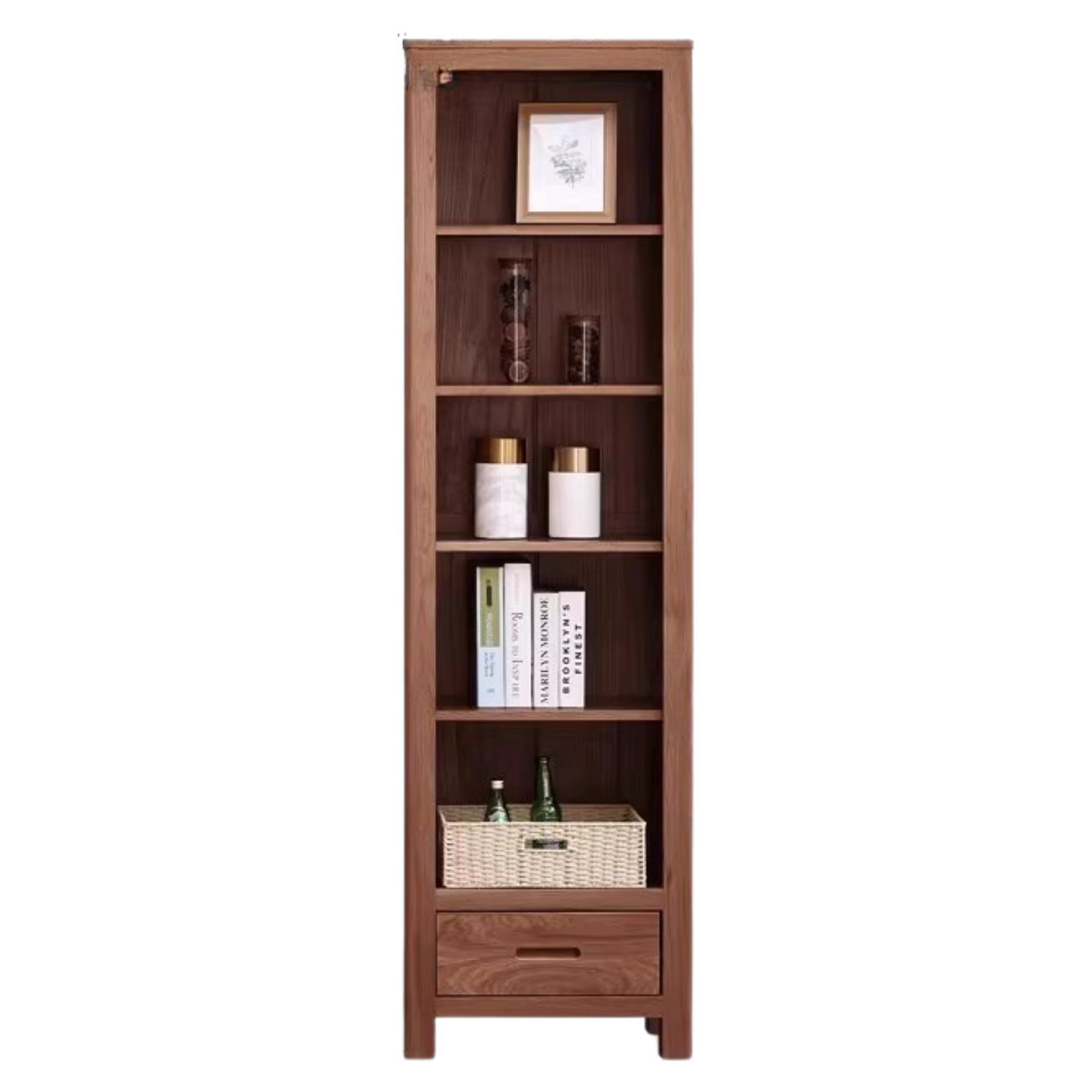 Oak Solid Wood Floor-To-Ceiling Bookshelf