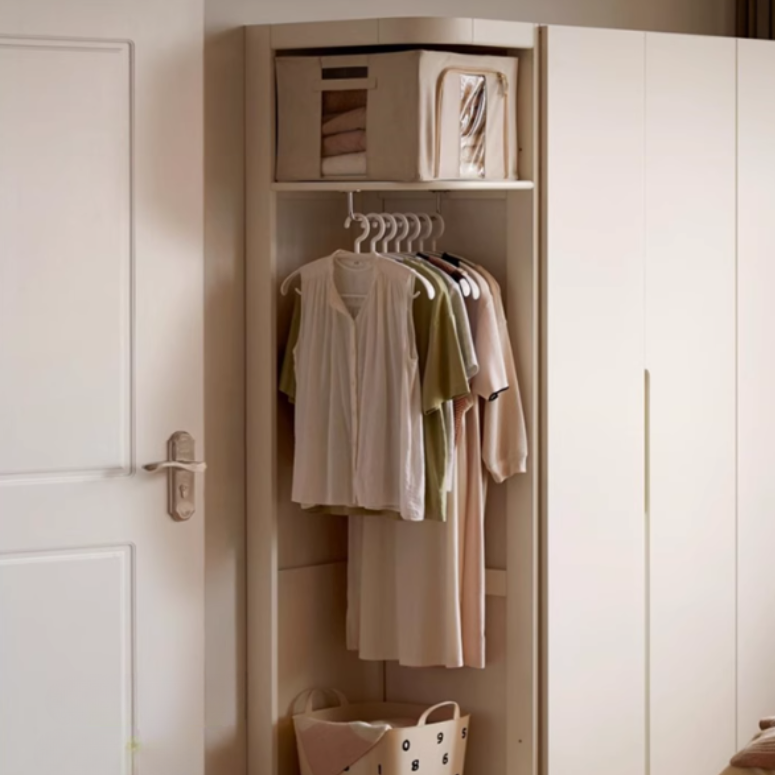 Poplar Solid Wood White Corner Cabinet.