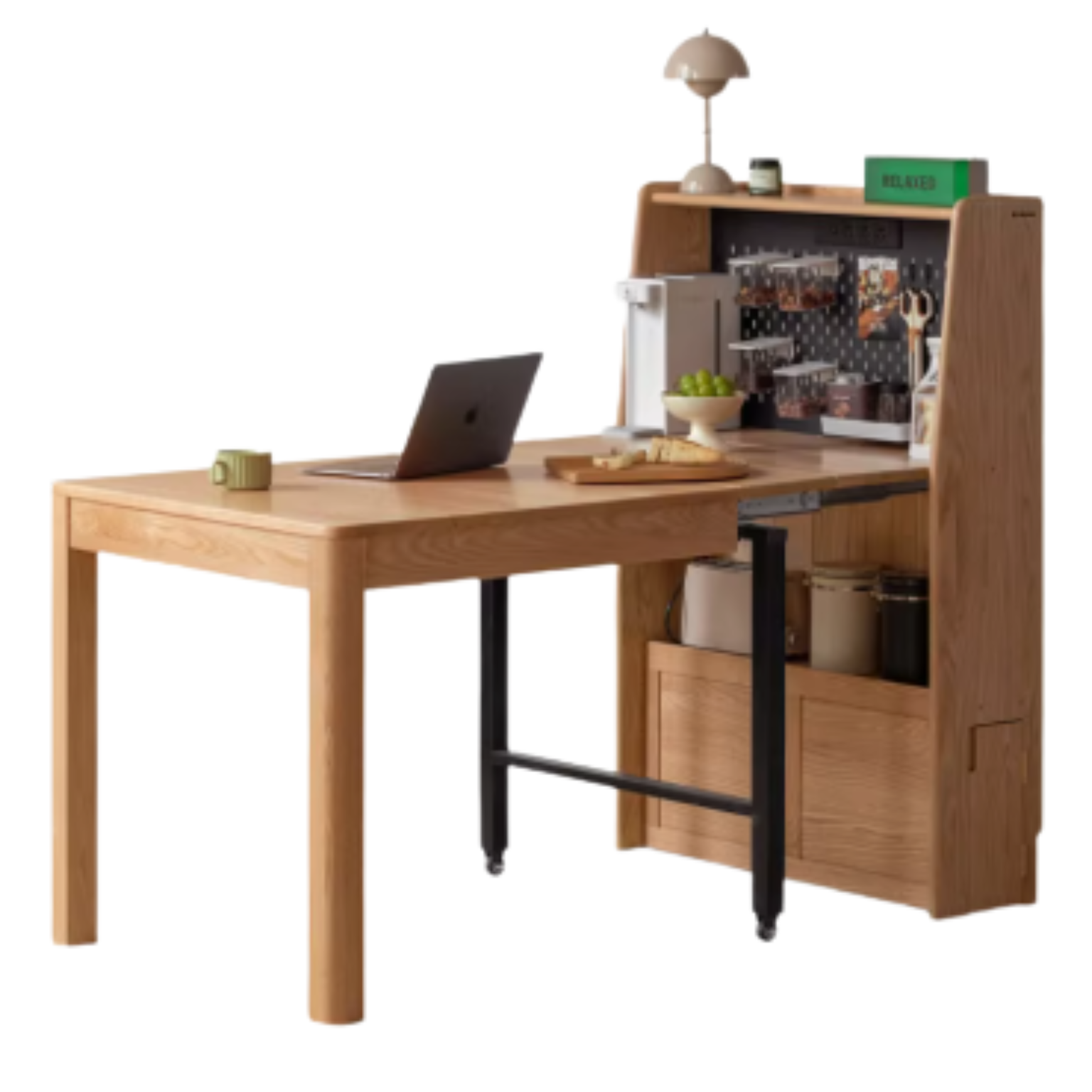 Oak Solid Wood Telescopic Dining Table Sideboard